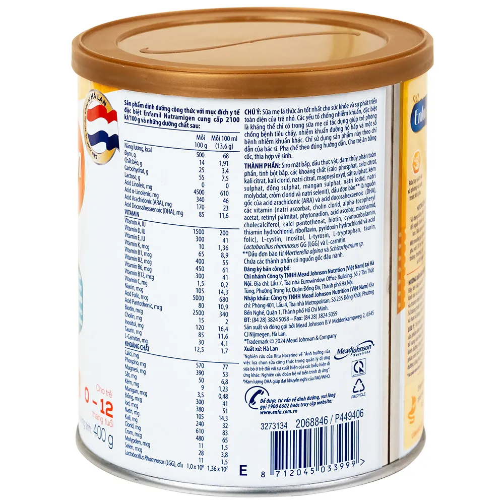 SỮA CHO TRẺ DỊ ỨNG ĐẠM SỮA NUTRAMIGEN 0-12 THÁNG MEAD JOHNSON  400G 3