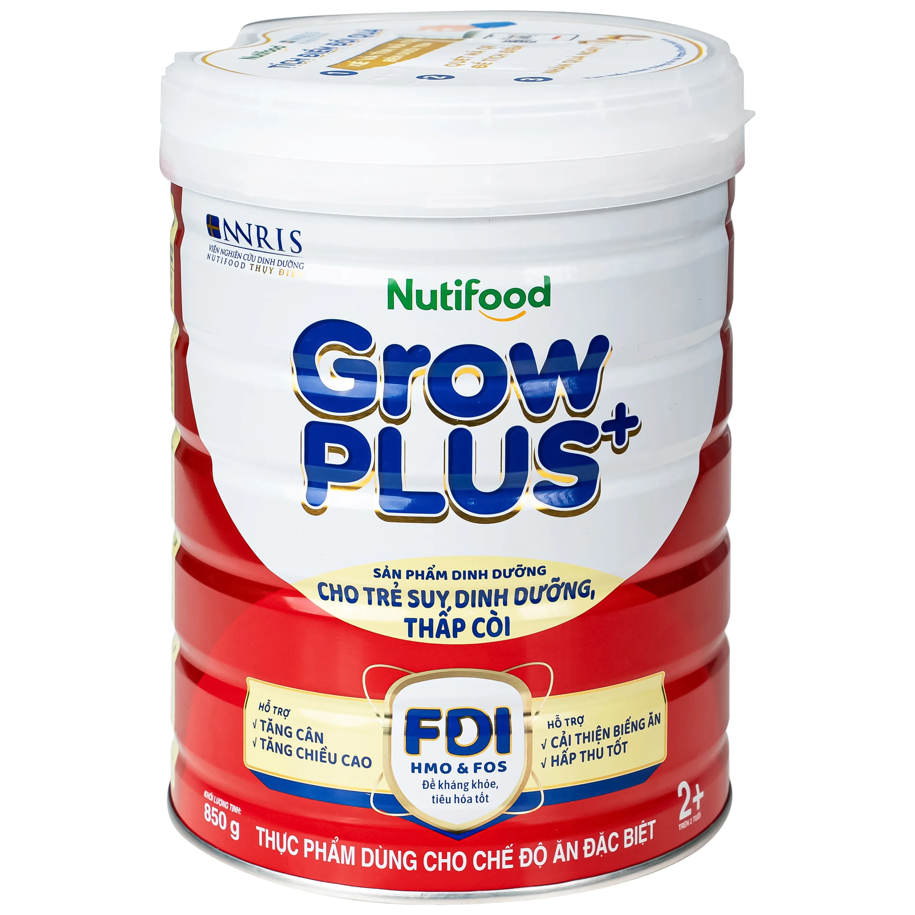 SỮA CHO TRẺ SUY DINH DƯỠNG, THẤP CÒI NUTIFOOD GROWPLUS+ 2+ (ĐỎ) 850G