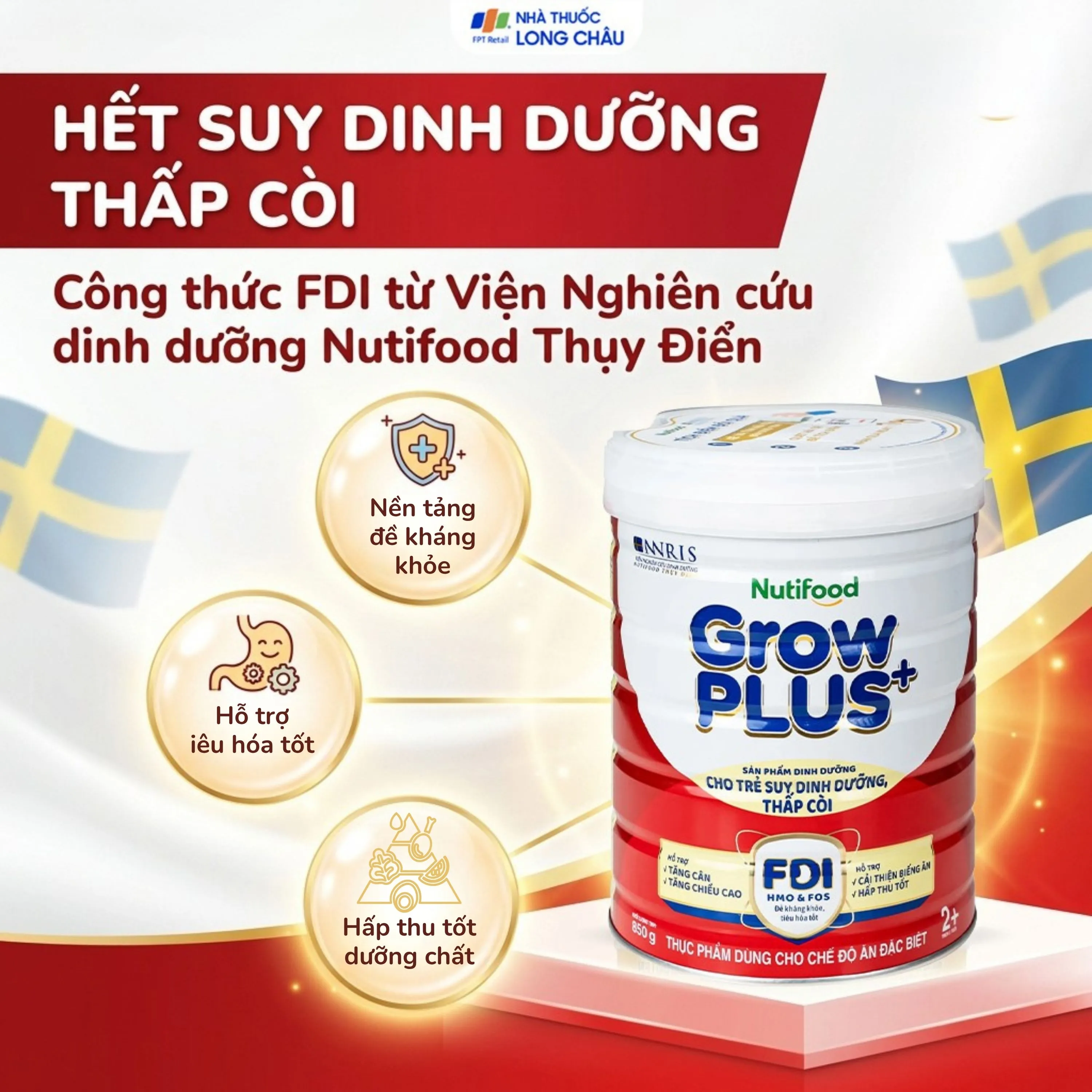 SỮA CHO TRẺ SUY DINH DƯỠNG, THẤP CÒI NUTIFOOD GROWPLUS+ 2+ (ĐỎ) 850G 2