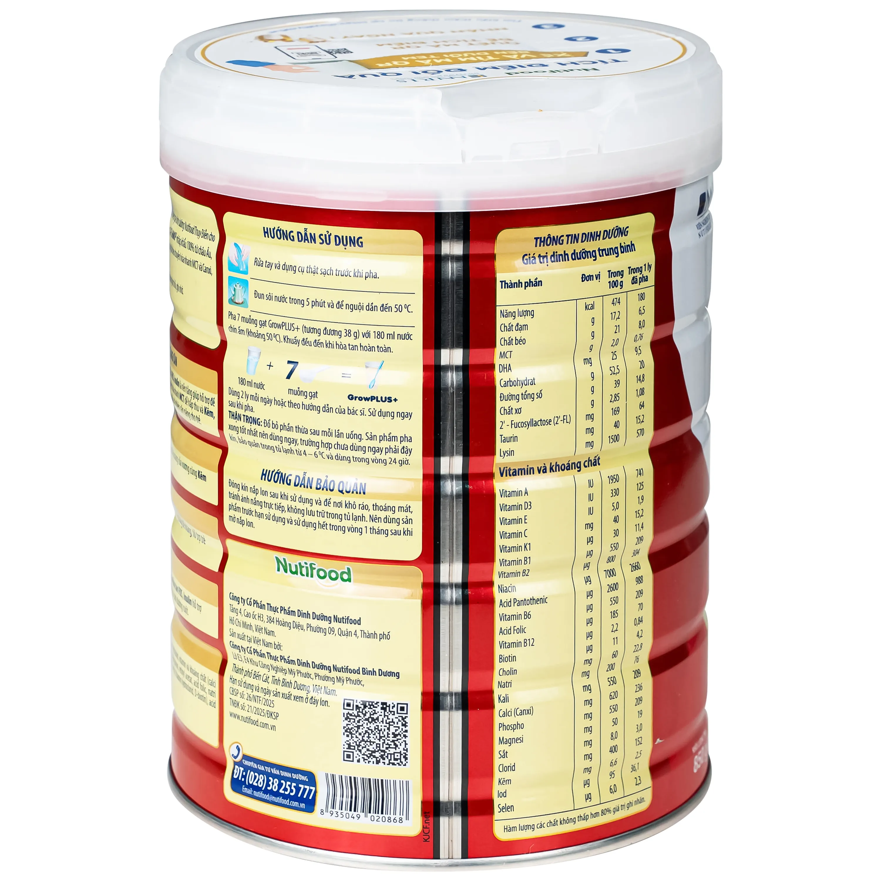 SỮA CHO TRẺ SUY DINH DƯỠNG, THẤP CÒI NUTIFOOD GROWPLUS+ 2+ (ĐỎ) 850G 7