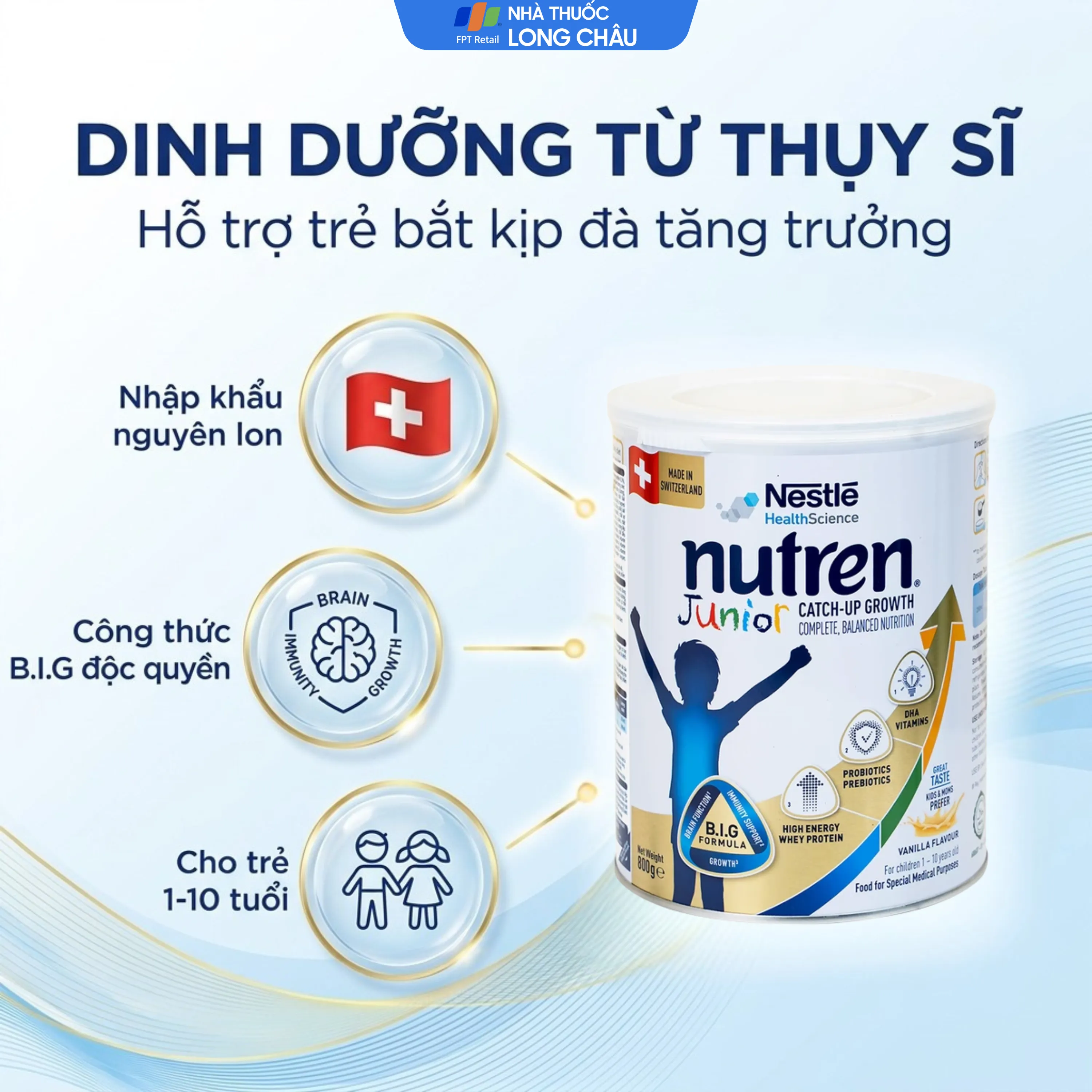 SỮA CHO TRẺ SUY DINH DƯỠNG NUTREN JUNIOR 1-10 TUỔI NESTLE 800G 2