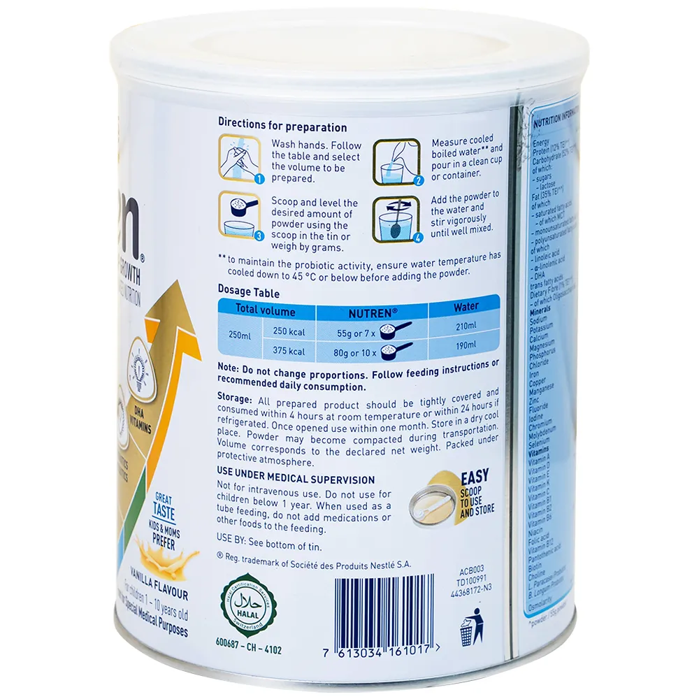 SỮA CHO TRẺ SUY DINH DƯỠNG NUTREN JUNIOR 1-10 TUỔI NESTLE 800G 7