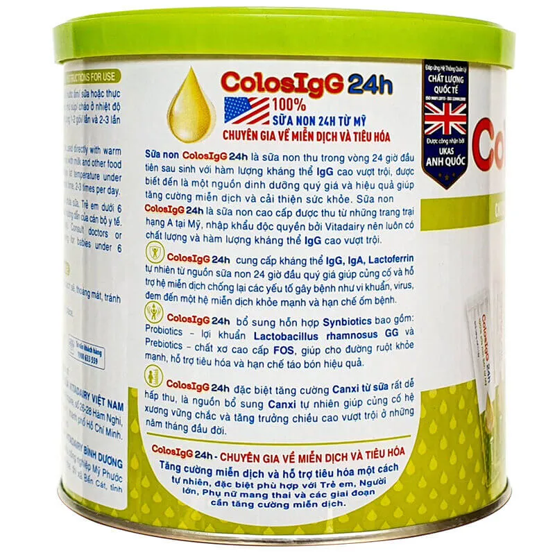 Sữa Colosigg 24h Vitadairy hỗ trợ tăng cường miễn dịch và tiêu hóa (60 gói x 1.5g) 2