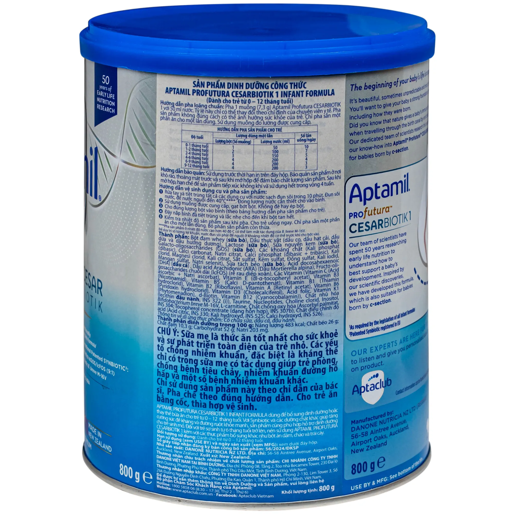 SỮA DINH DƯỠNG CÔNG THỨC CHO TRẺ 0-12 THÁNG TUỔI APTAMIL PROFUTURA CESARBIOTIK 1 INFANT FORMULA DANONE 380G 2