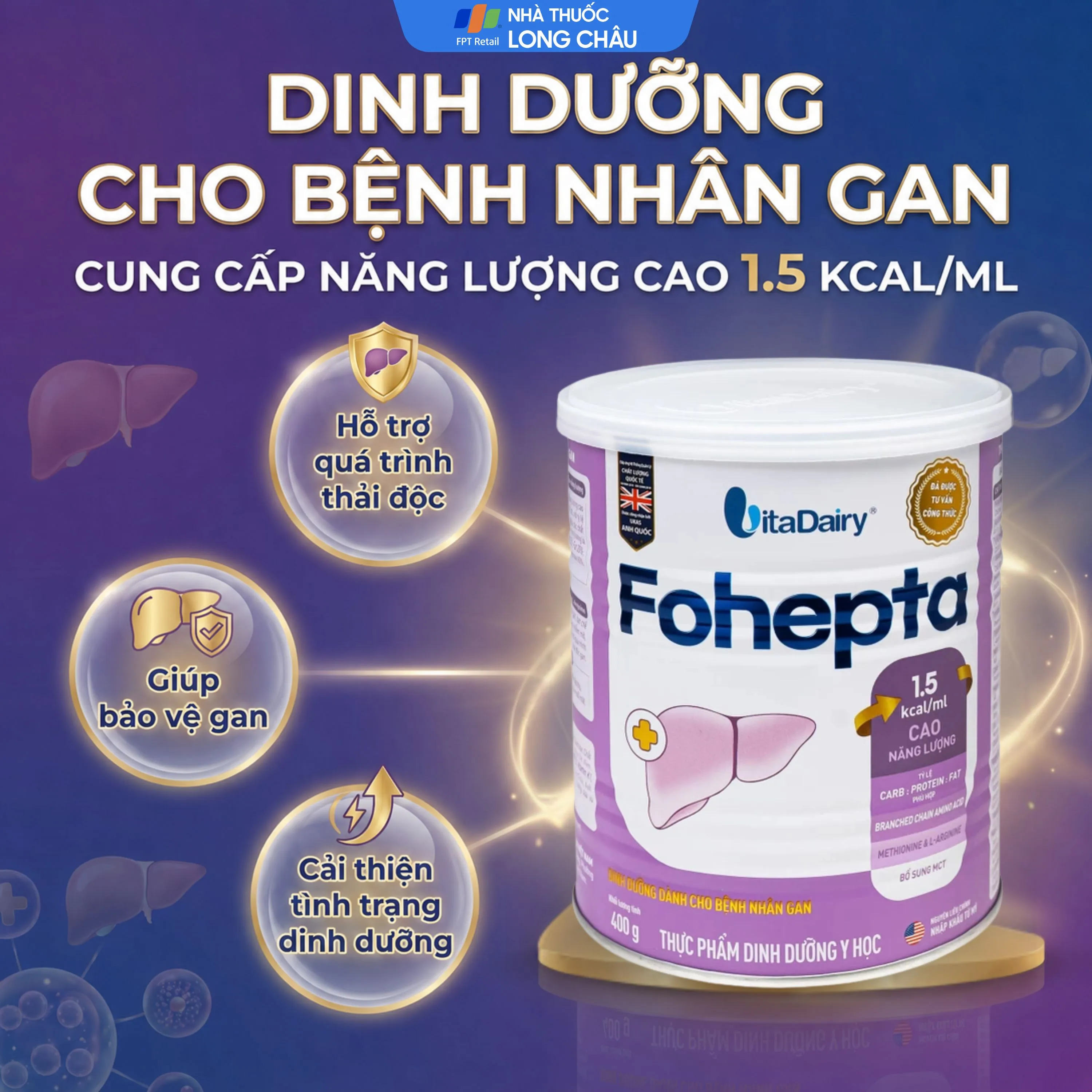 SỮA DINH DƯỠNG DÀNH CHO BỆNH NHÂN GAN FOHEPTA VITADAIRY 400G 2