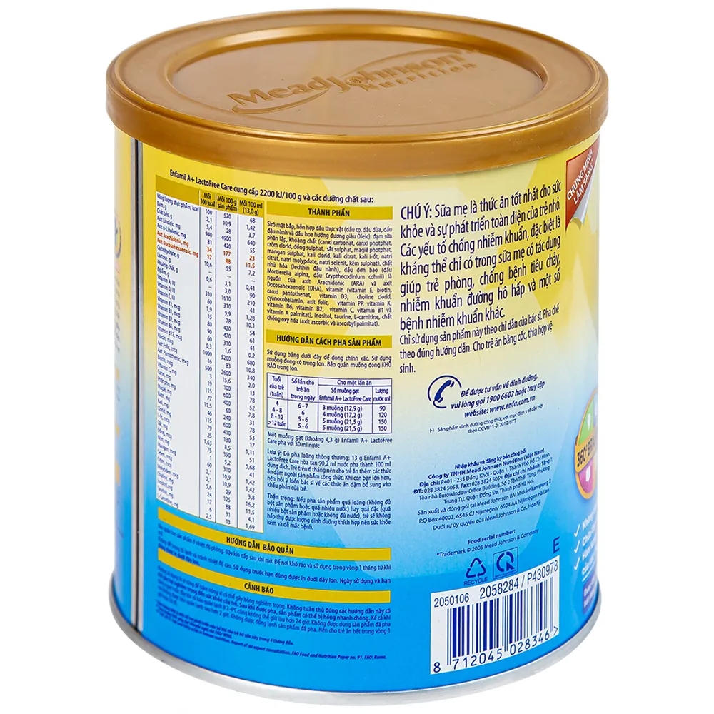 SỮA ENFAMIL A+ LACTOFREE 0-12 THÁNG 380G 4