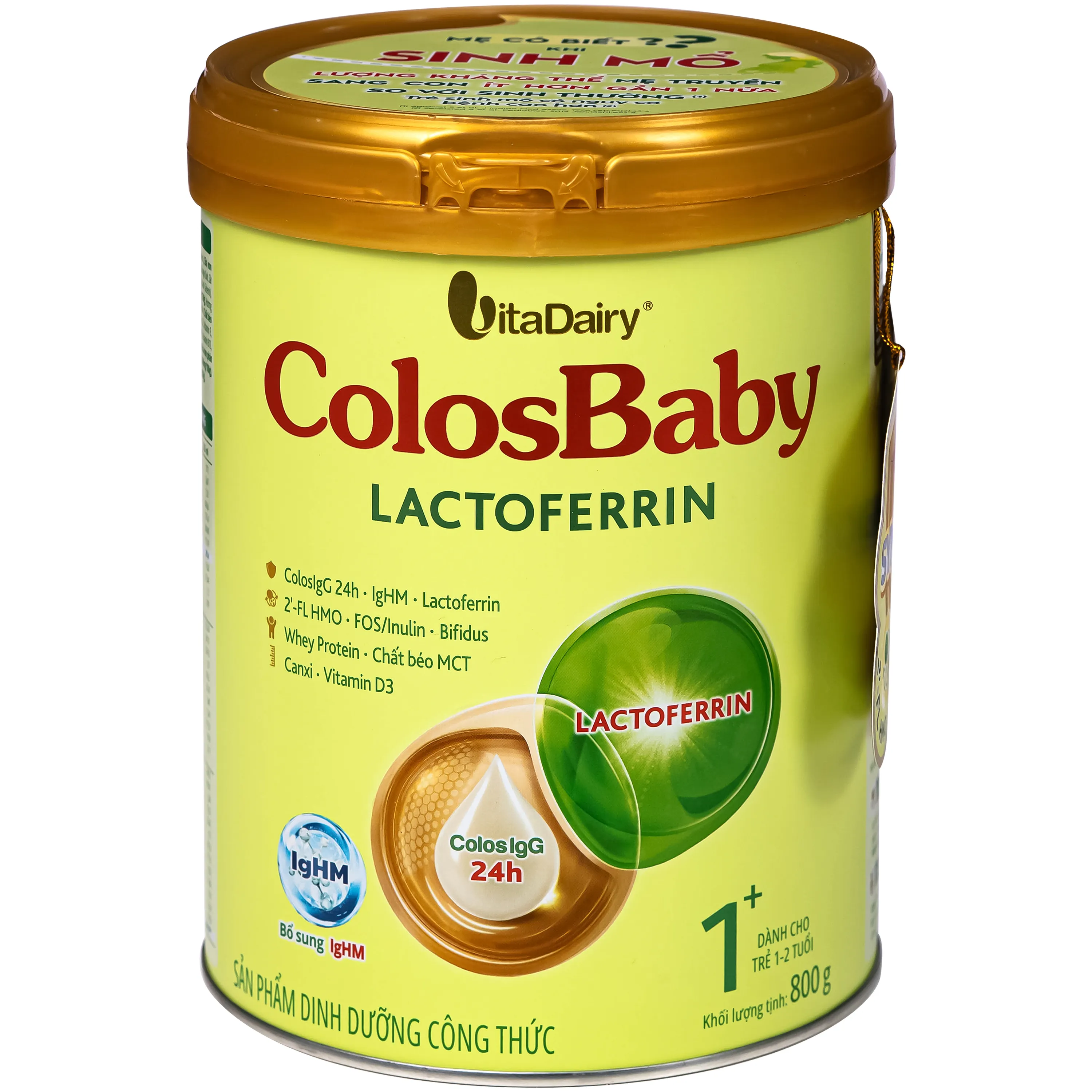 SỮA HỖ TRỢ TĂNG ĐỀ KHÁNG COLOSBABY LACTOFERRIN 1+ VITADAIRY 800G
