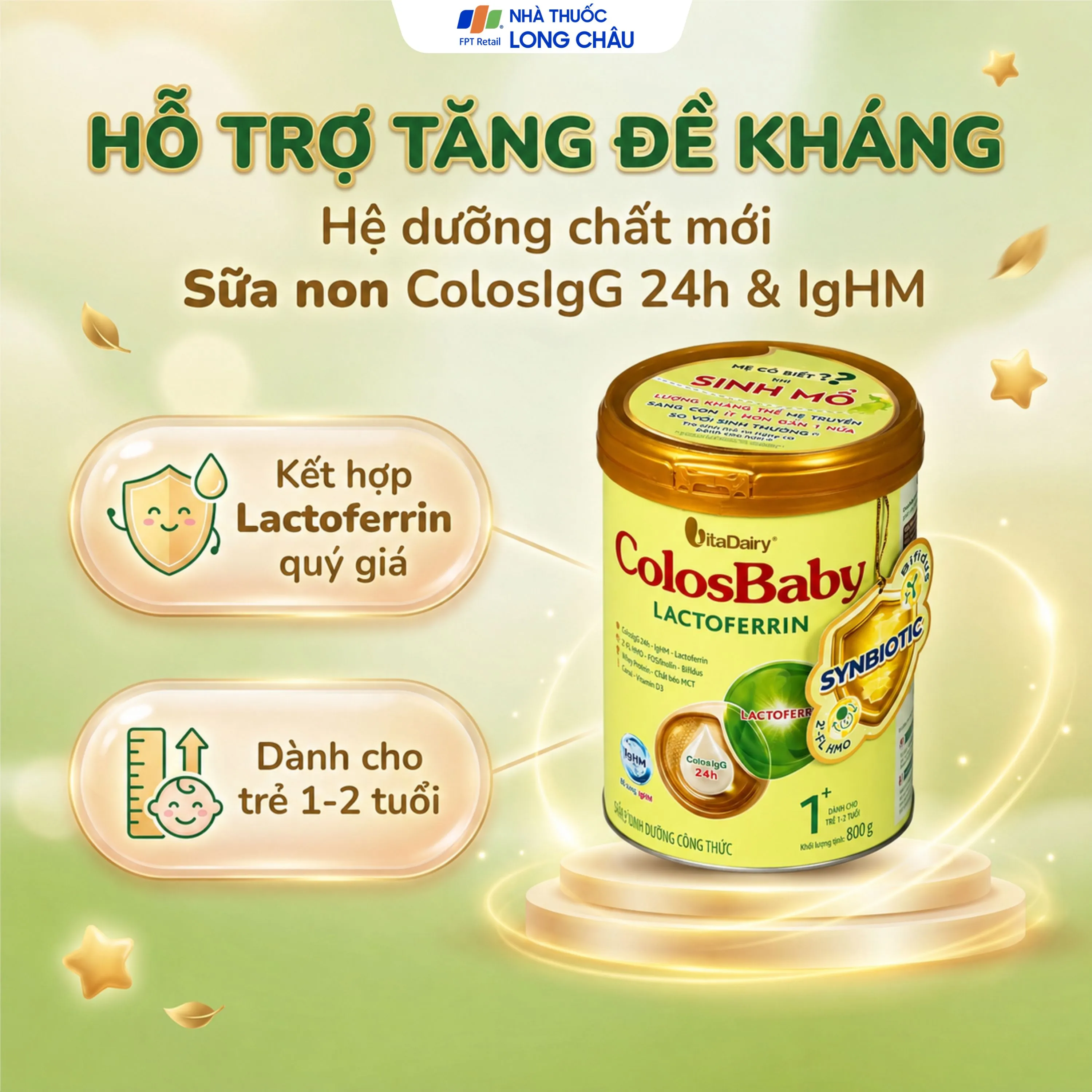 SỮA HỖ TRỢ TĂNG ĐỀ KHÁNG COLOSBABY LACTOFERRIN 1+ VITADAIRY 800G 2