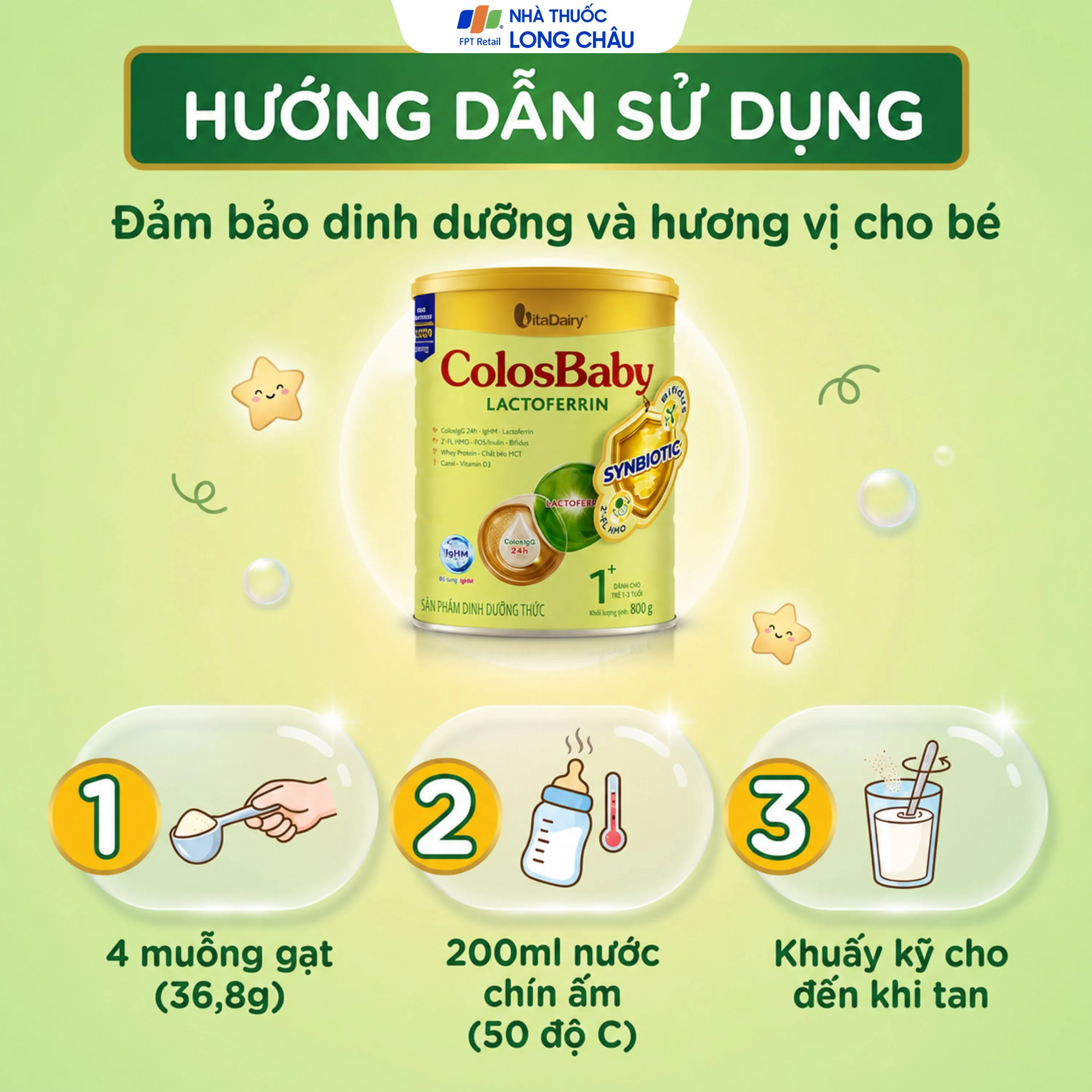 SỮA HỖ TRỢ TĂNG ĐỀ KHÁNG COLOSBABY LACTOFERRIN 1+ VITADAIRY 800G 4