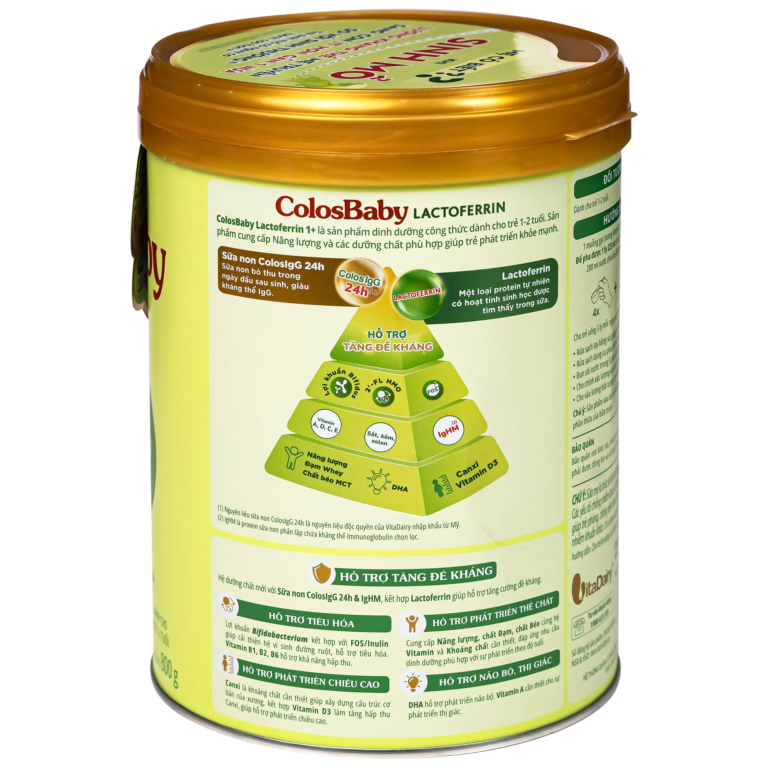 SỮA HỖ TRỢ TĂNG ĐỀ KHÁNG COLOSBABY LACTOFERRIN 1+ VITADAIRY 800G 6