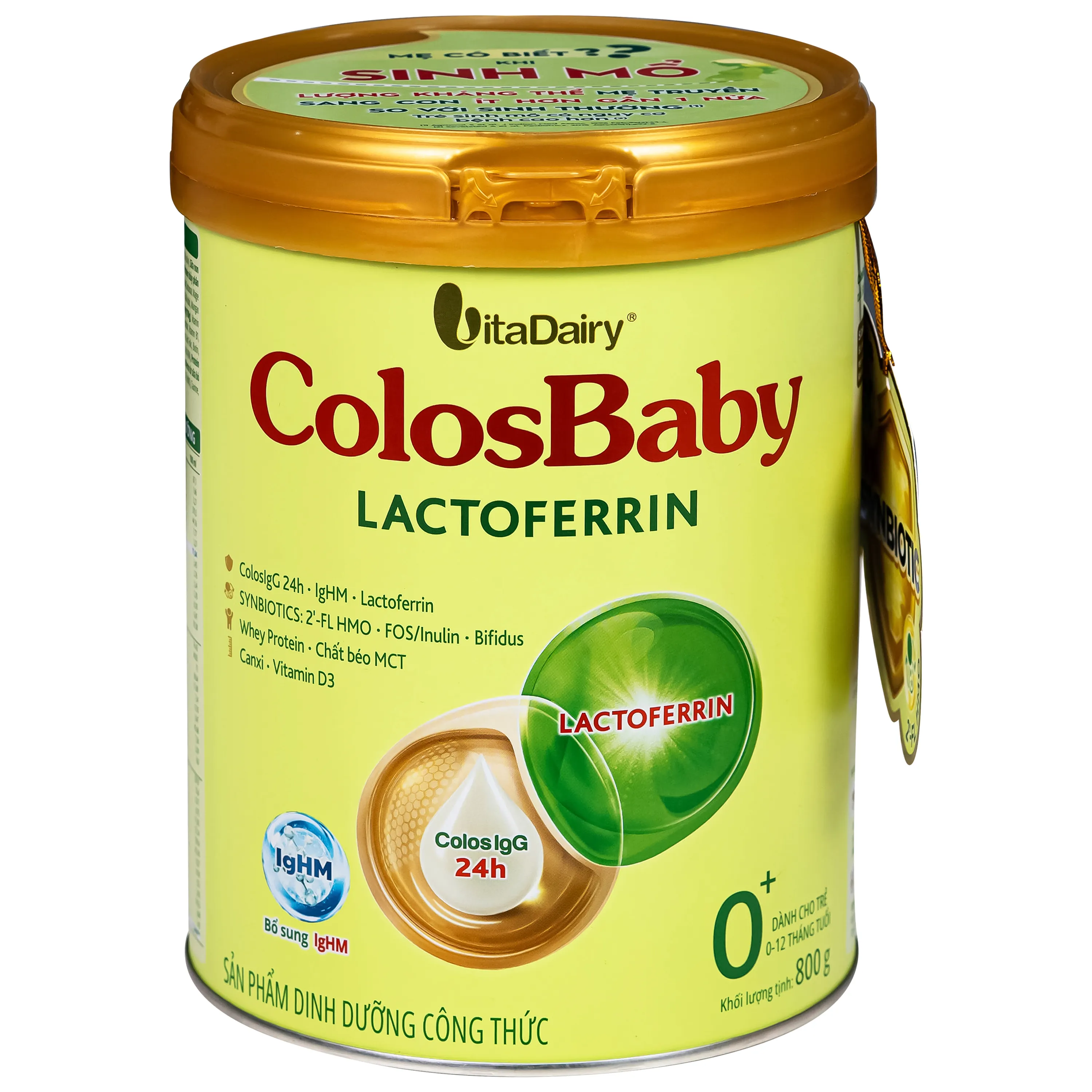 SỮA HỖ TRỢ TĂNG ĐỀ KHÁNG COLOSBABY LACTOFERRIN 0+ VITADAIRY 800G