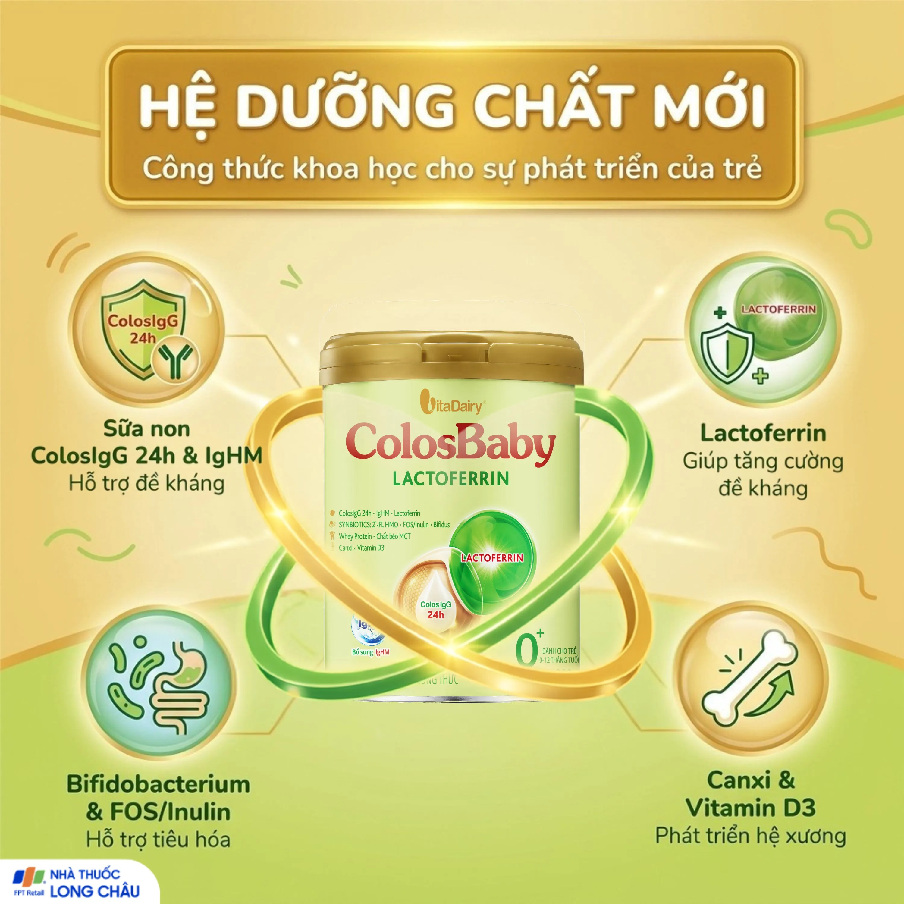 SỮA HỖ TRỢ TĂNG ĐỀ KHÁNG COLOSBABY LACTOFERRIN 0+ VITADAIRY 800G 3
