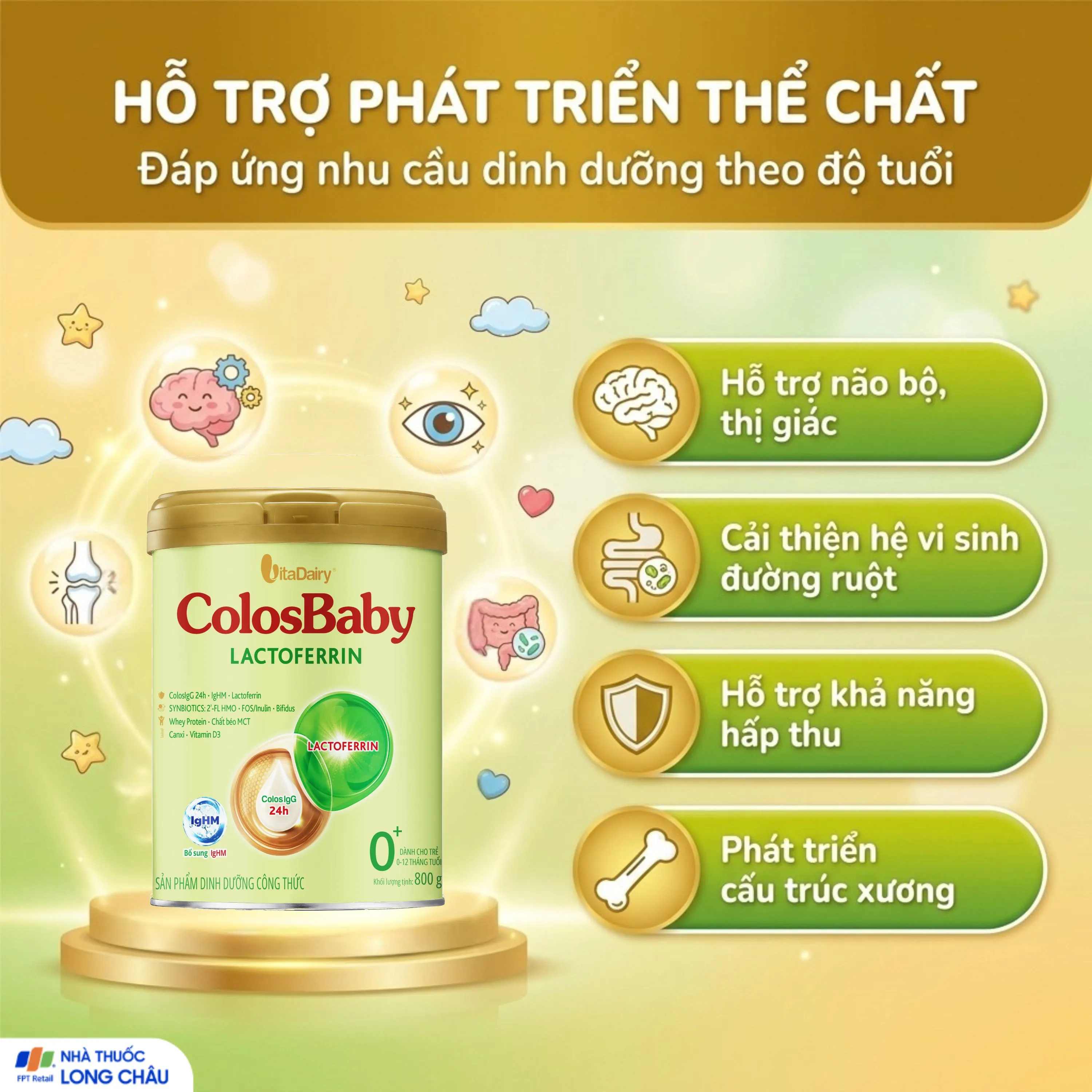 SỮA HỖ TRỢ TĂNG ĐỀ KHÁNG COLOSBABY LACTOFERRIN 0+ VITADAIRY 800G 4