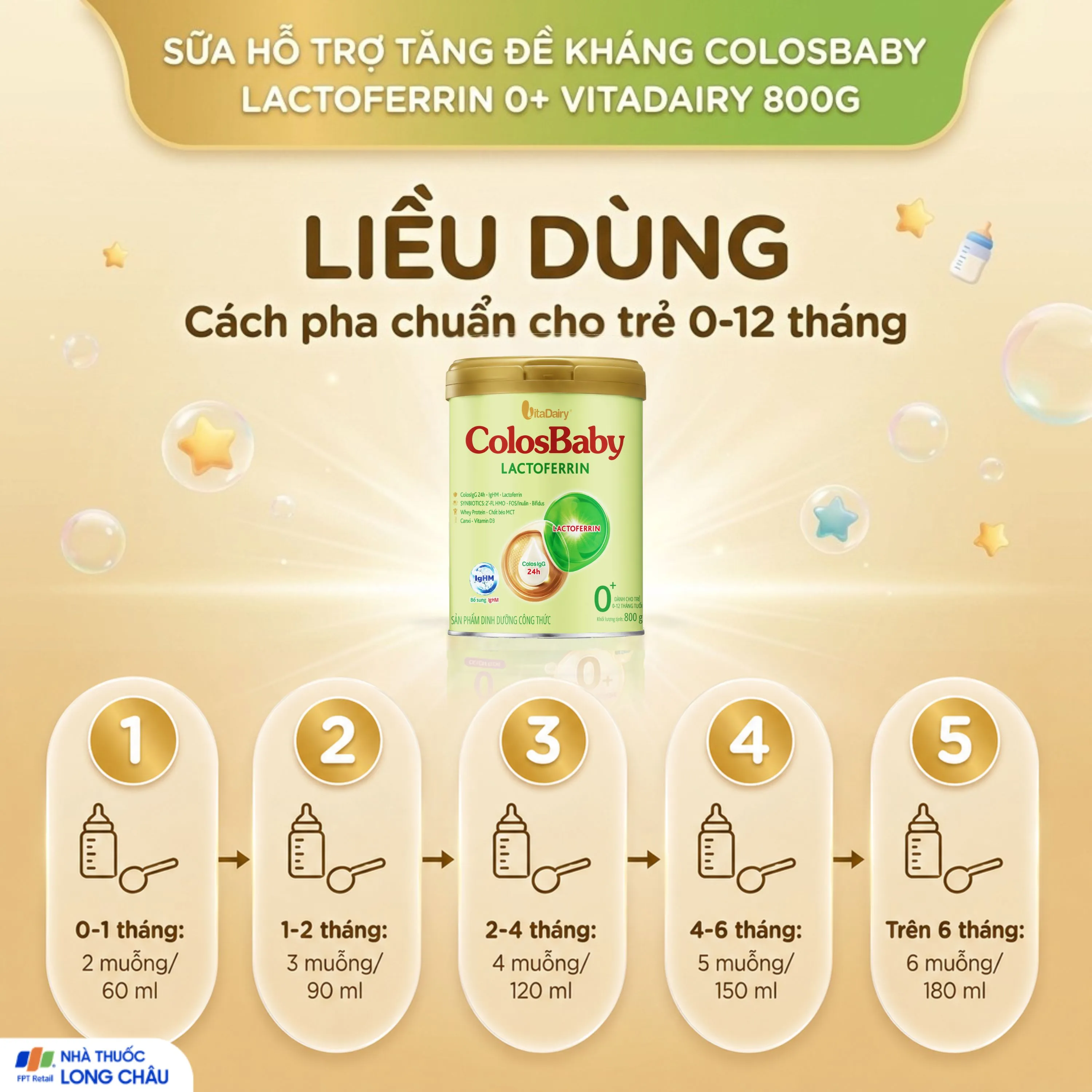 SỮA HỖ TRỢ TĂNG ĐỀ KHÁNG COLOSBABY LACTOFERRIN 0+ VITADAIRY 800G 5