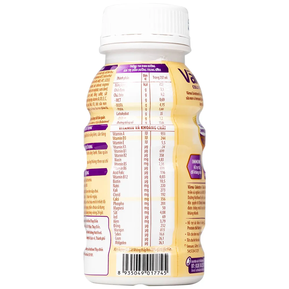 SỮA HỖ TRỢ TĂNG ĐỀ KHÁNG NUTIFOOD VARNA COLOSTRUM 24 CHAI X 237ML 5