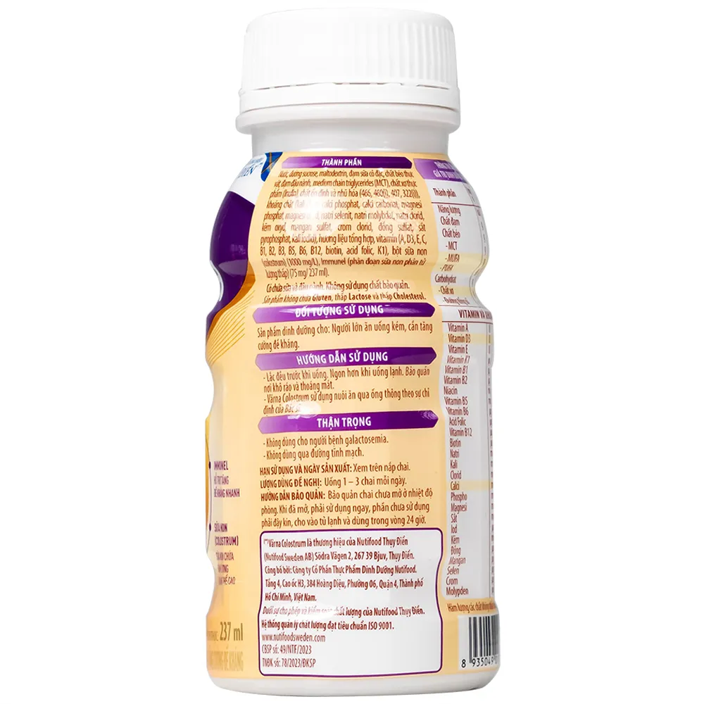 SỮA HỖ TRỢ TĂNG ĐỀ KHÁNG NUTIFOOD VARNA COLOSTRUM 24 CHAI X 237ML 6