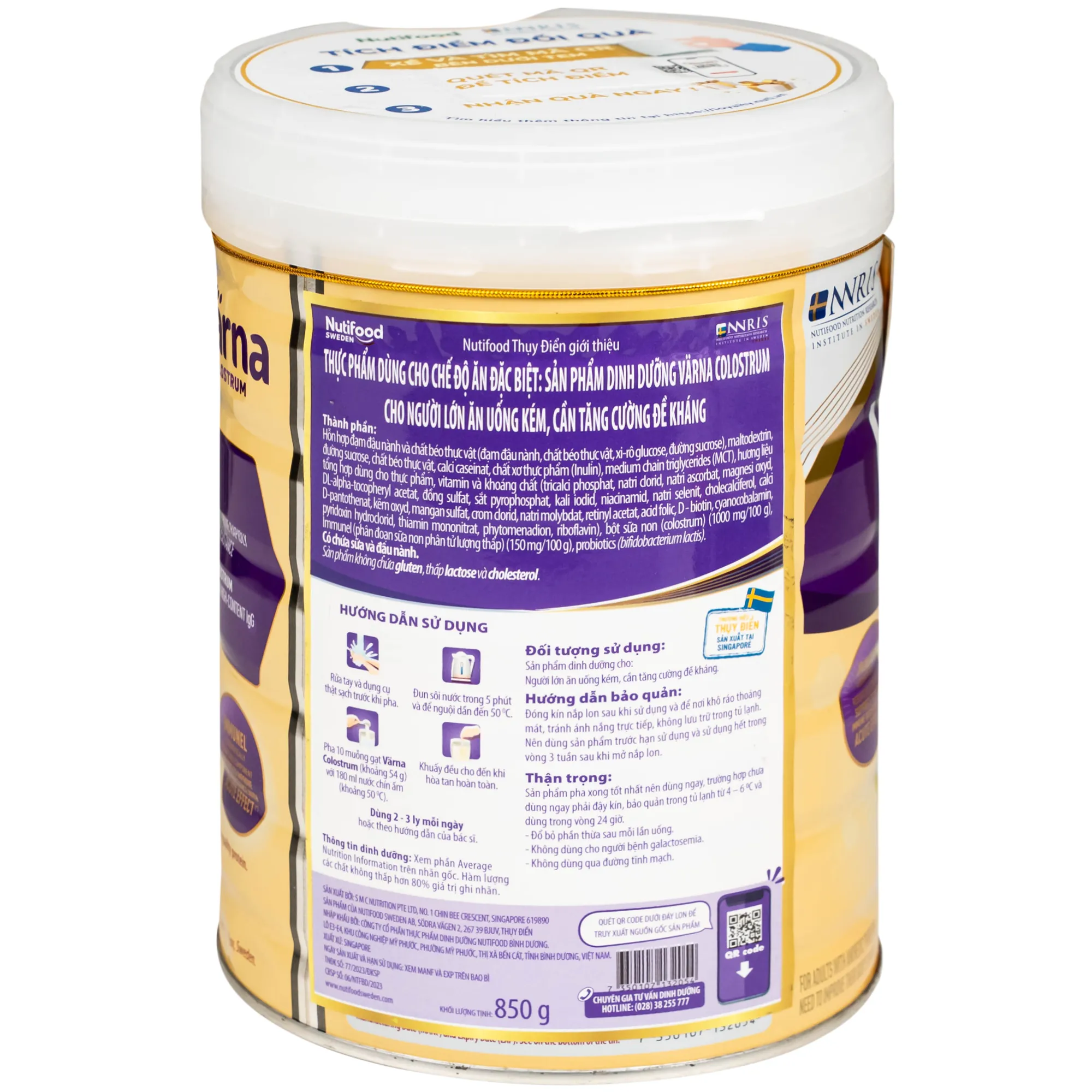 SỮA HỖ TRỢ TĂNG ĐỀ KHÁNG NUTIFOOD VARNA COLOSTRUM 850G 8