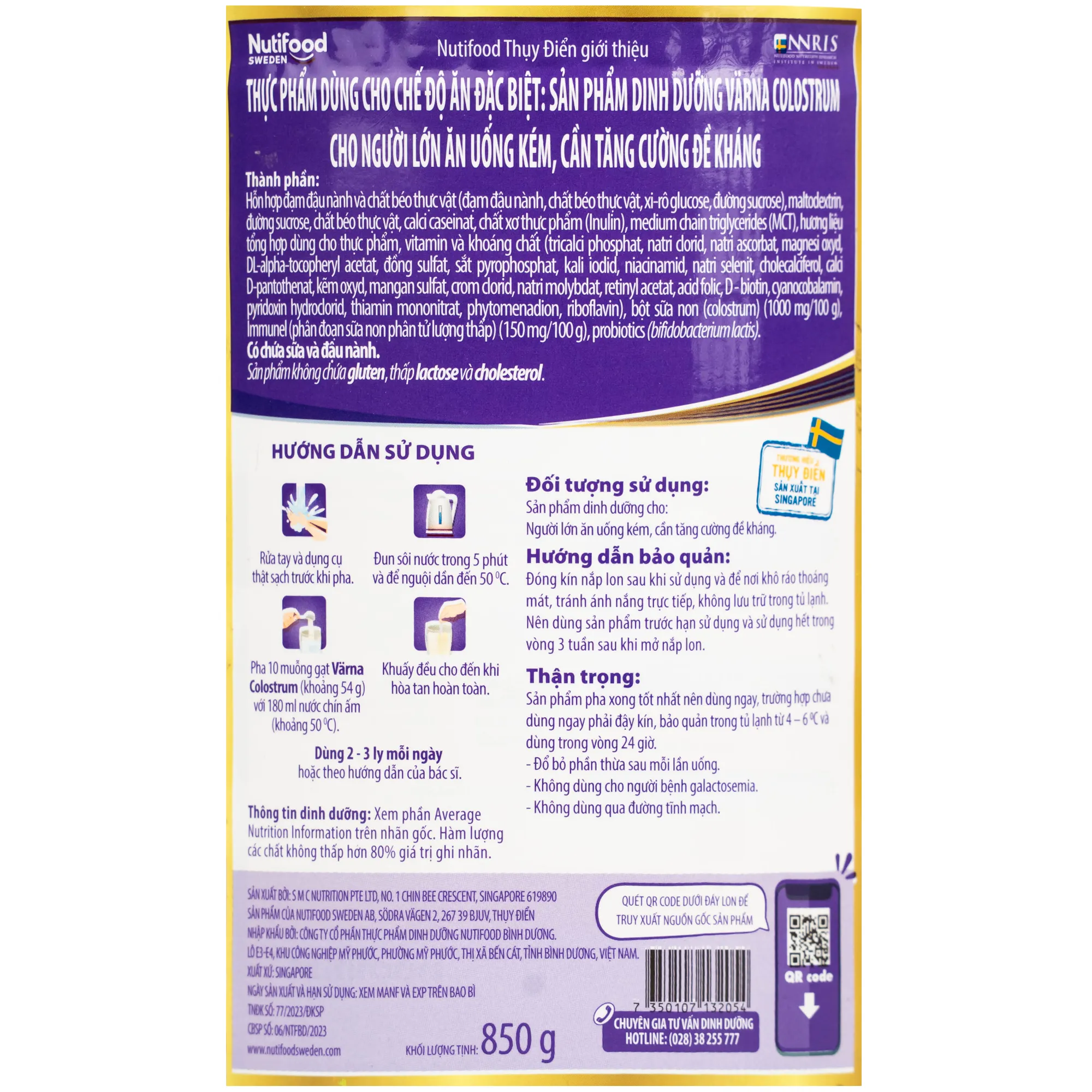SỮA HỖ TRỢ TĂNG ĐỀ KHÁNG NUTIFOOD VARNA COLOSTRUM 850G 9