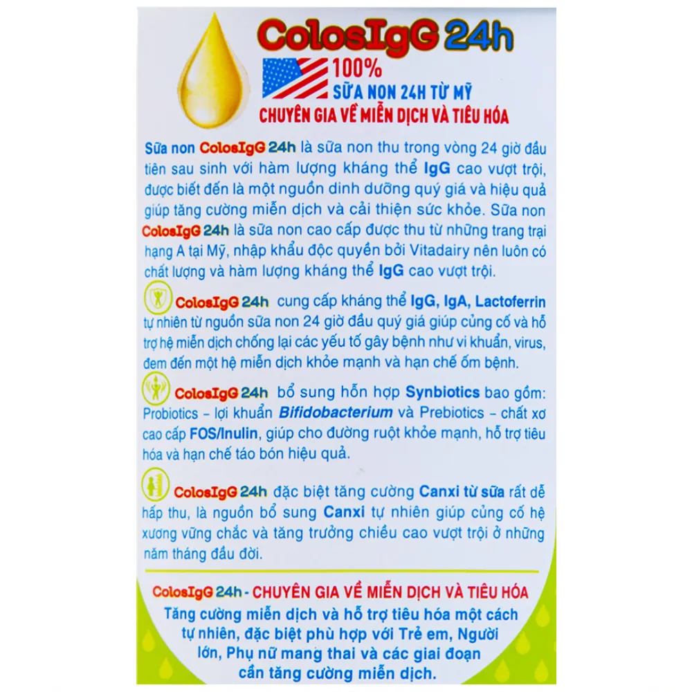 SỮA NON HỖ TRỢ TĂNG CƯỜNG MIỄN DỊCH COLOSIGG 24H VITADAIRY 60 GÓI X 1.5G 8