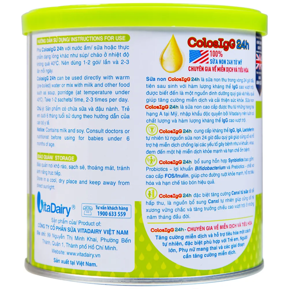 SỮA NON HỖ TRỢ TĂNG CƯỜNG MIỄN DỊCH COLOSIGG 24H VITADAIRY 60 GÓI X 1.5G 10