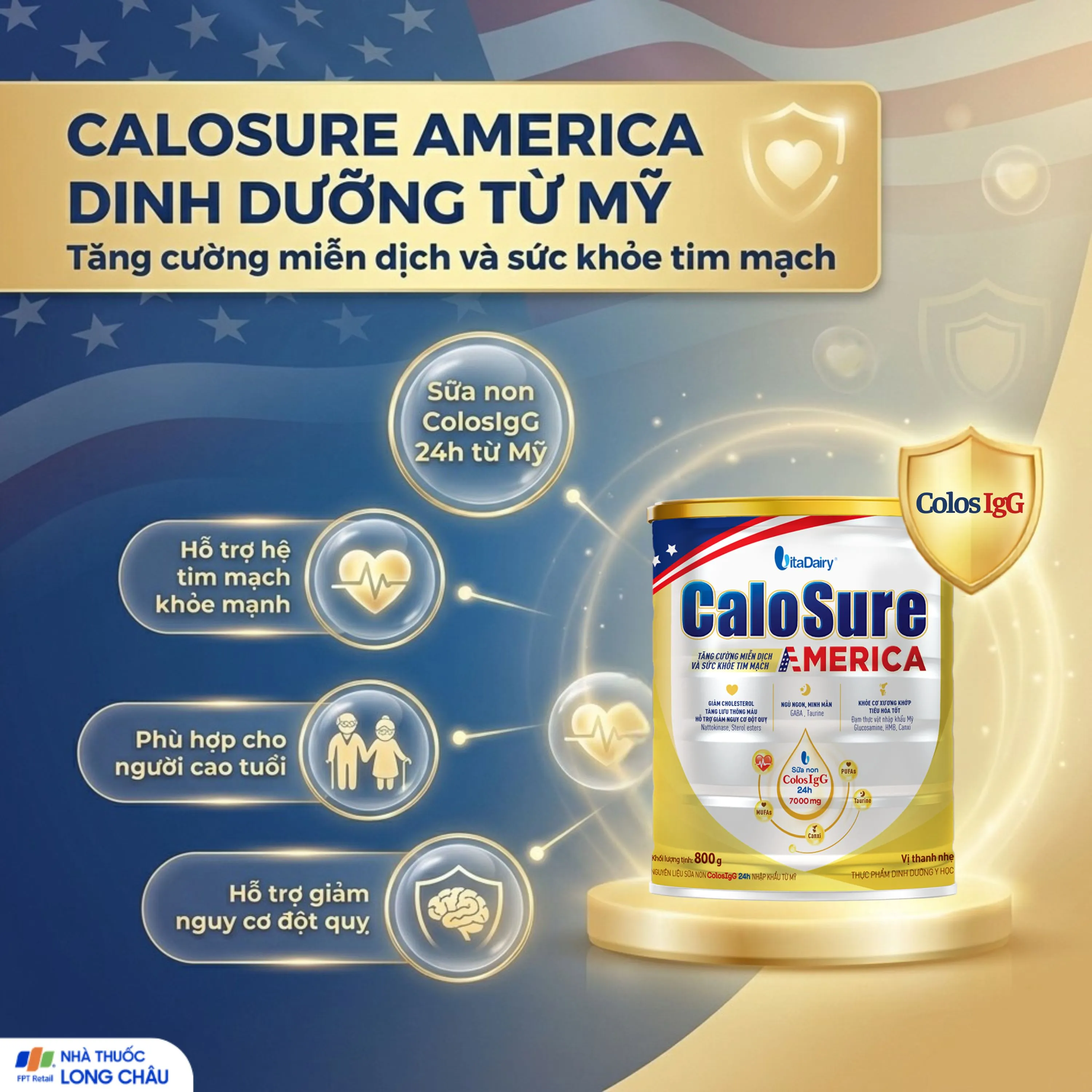 SỮA TĂNG CƯỜNG MIỄN DỊCH VÀ SỨC KHOẺ TIM MẠCH VITADAIRY CALOSURE AMERICA 800G 2