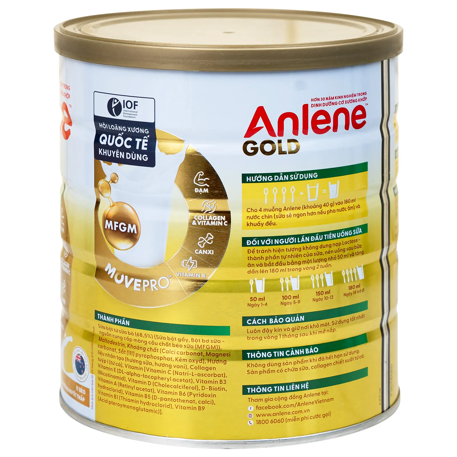SỮA TĂNG CƯỜNG SỨC KHỎE CƠ-XƯƠNG-KHỚP ANLENE GOLD 5X HƯƠNG VANI 800G 3