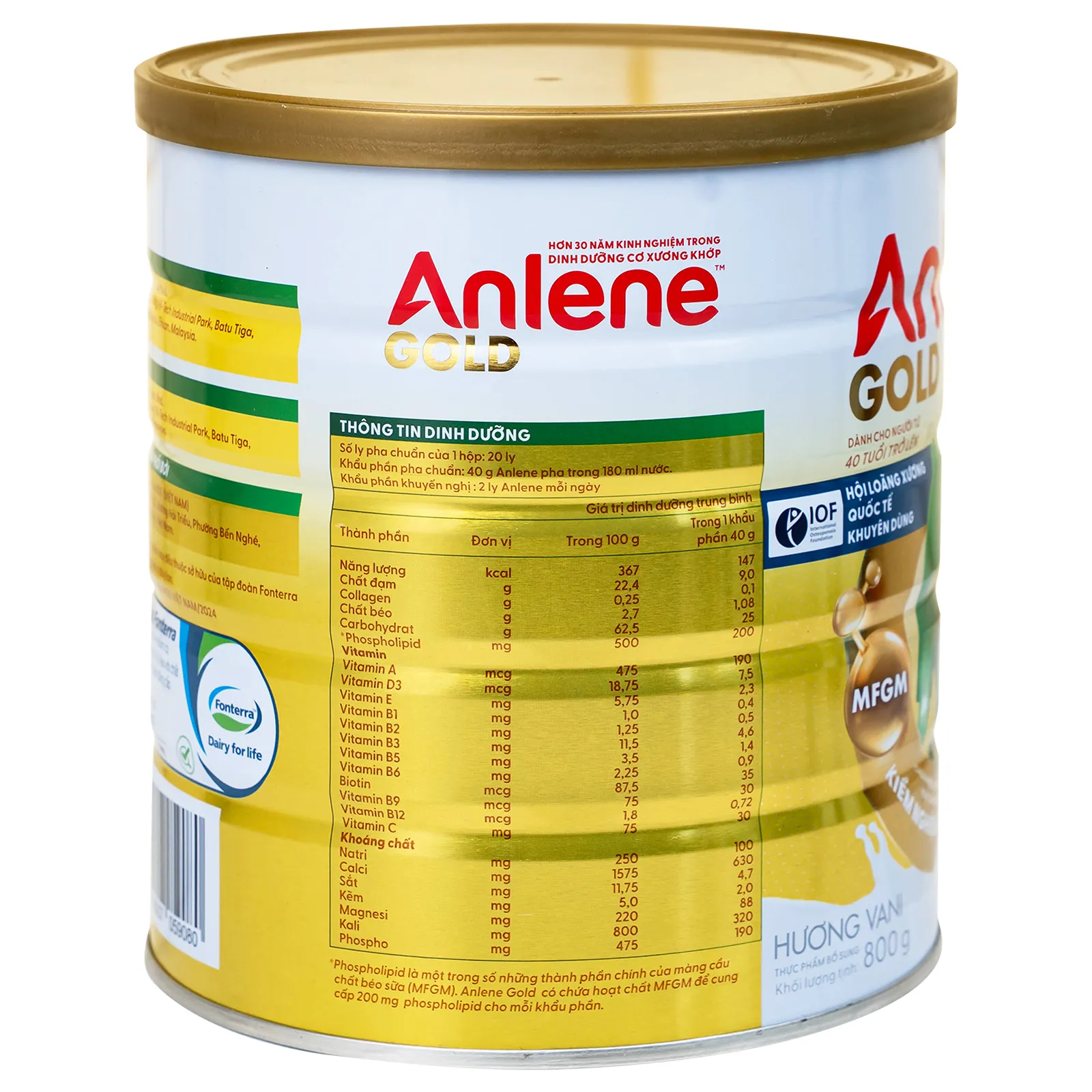 SỮA TĂNG CƯỜNG SỨC KHỎE CƠ-XƯƠNG-KHỚP ANLENE GOLD 5X HƯƠNG VANI 800G 5