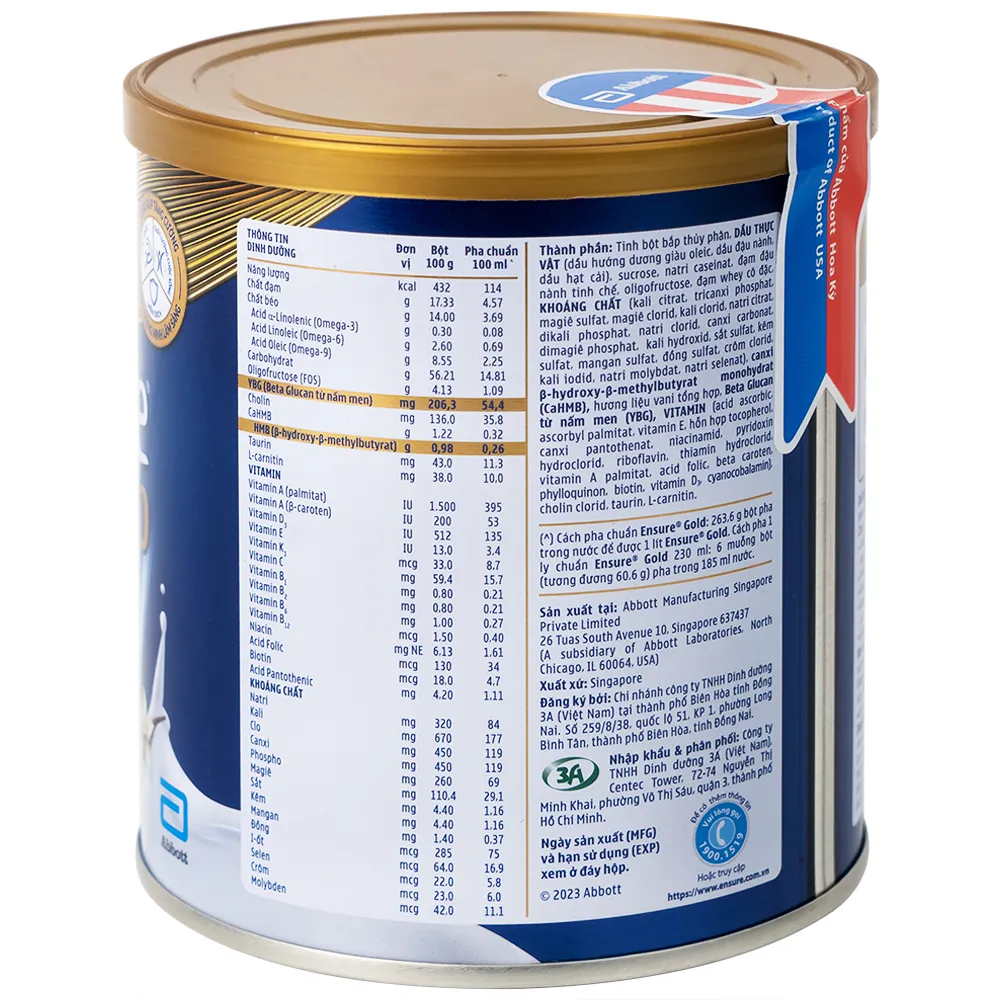 SỮA TĂNG CƯỜNG SỨC KHỎE ENSURE GOLD STRENGTHPRO HƯƠNG VANI 800G 3