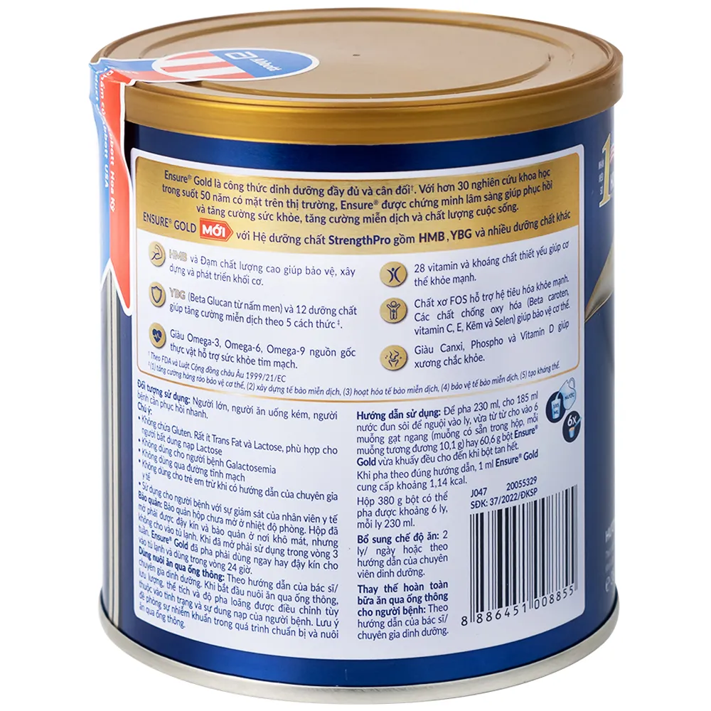 SỮA TĂNG CƯỜNG SỨC KHỎE ENSURE GOLD STRENGTHPRO HƯƠNG VANI 800G 4