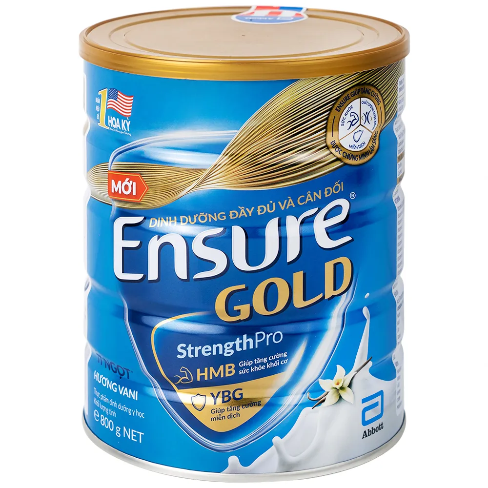 SỮA TĂNG CƯỜNG SỨC KHỎE ENSURE GOLD STRENGTHPRO HƯƠNG VANI ÍT NGỌT 800G