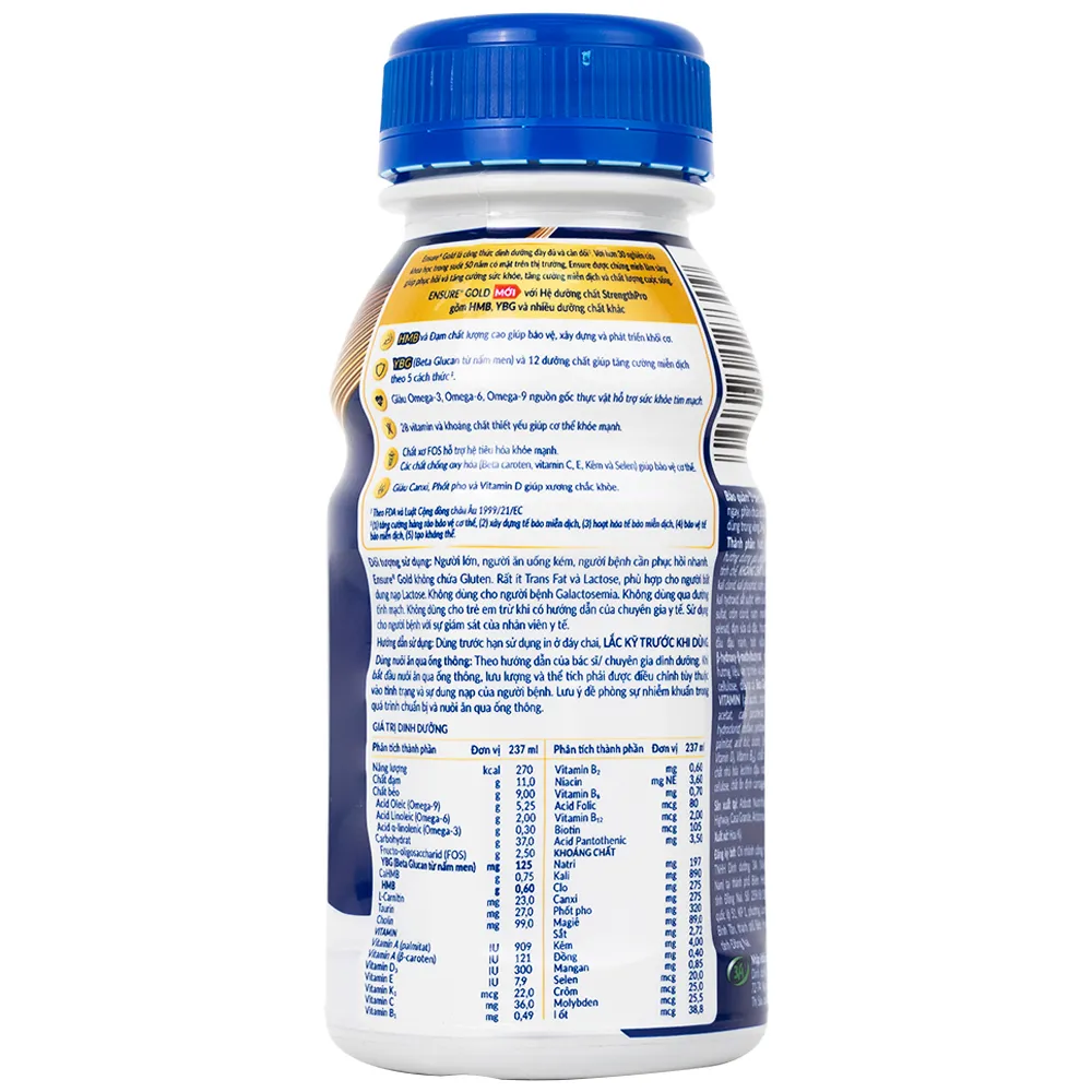 SỮA TĂNG CƯỜNG SỨC KHỎE ENSURE GOLD STRENGTHPRO HƯƠNG VANI 237ML 2