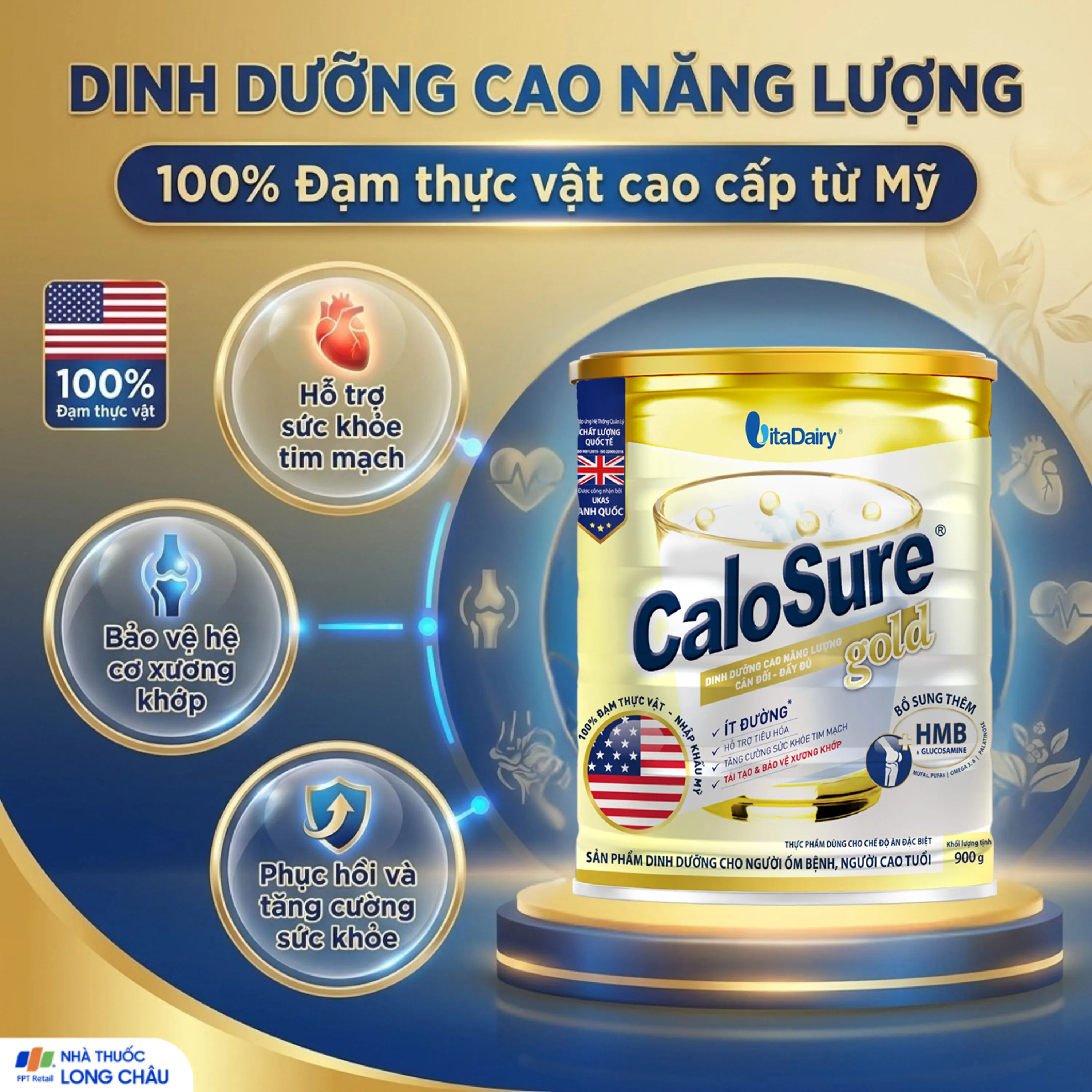 SỮA TĂNG CƯỜNG SỨC KHỎE TIM MẠCH CALOSURE GOLD VITADAIRY 900G 2
