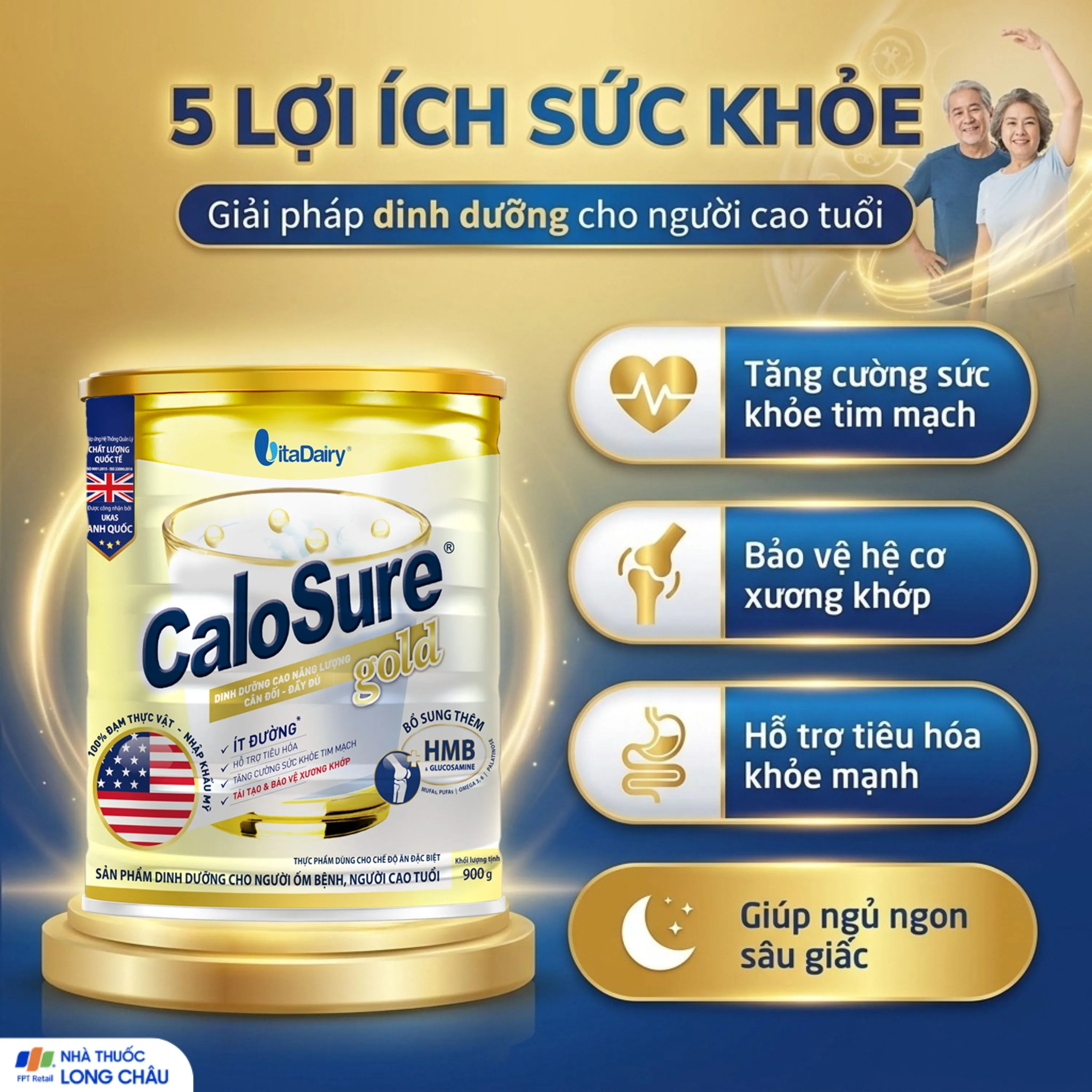 SỮA TĂNG CƯỜNG SỨC KHỎE TIM MẠCH CALOSURE GOLD VITADAIRY 900G 3