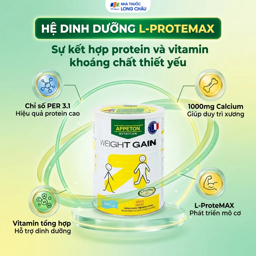 SỮA TĂNG CÂN APPETON WEIGHT GAIN TỪ 12 TUỔI HƯƠNG VANI 900G 3