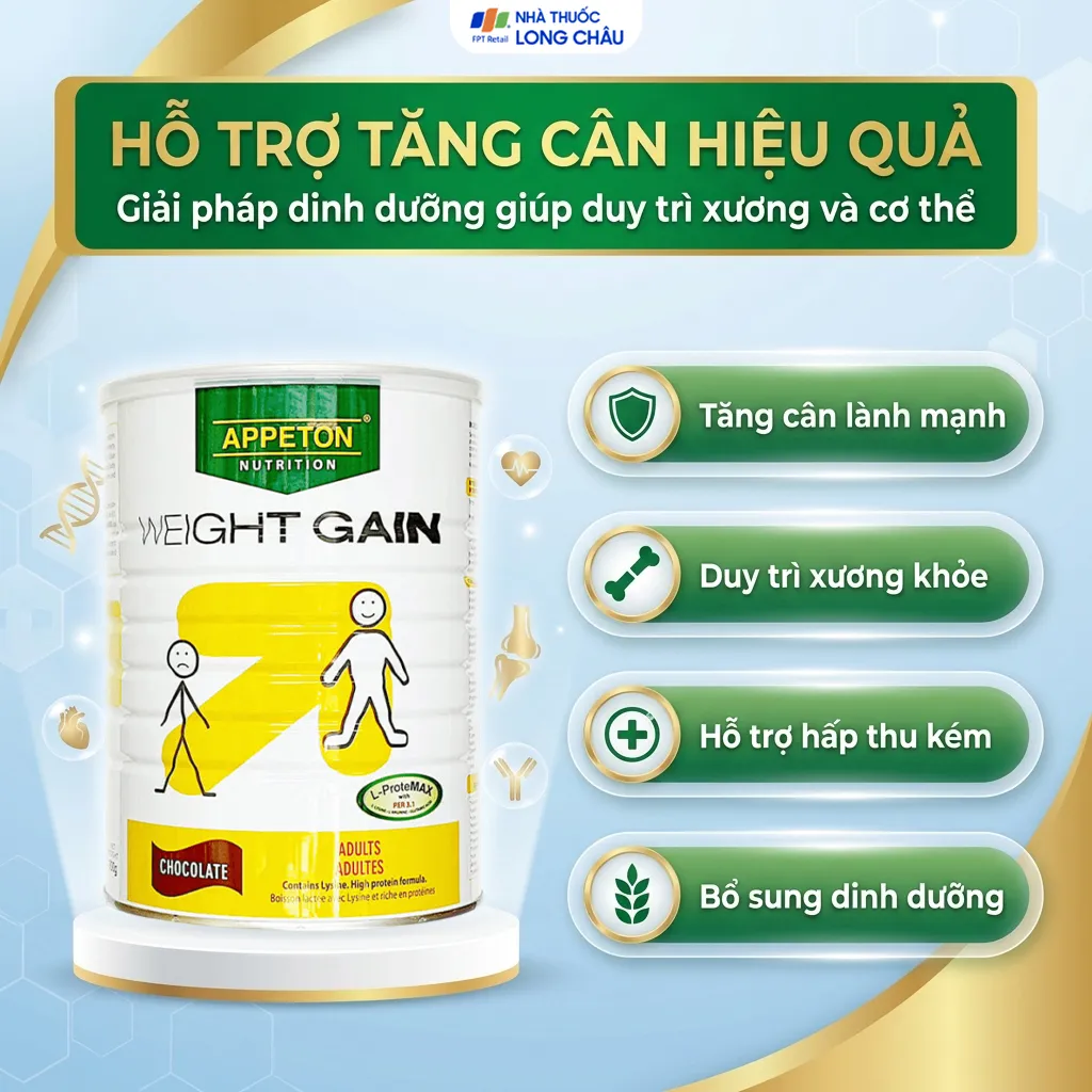 SỮA TĂNG CÂN APPETON WEIGHT GAIN TỪ 12 TUỔI HƯƠNG VANI 900G 4
