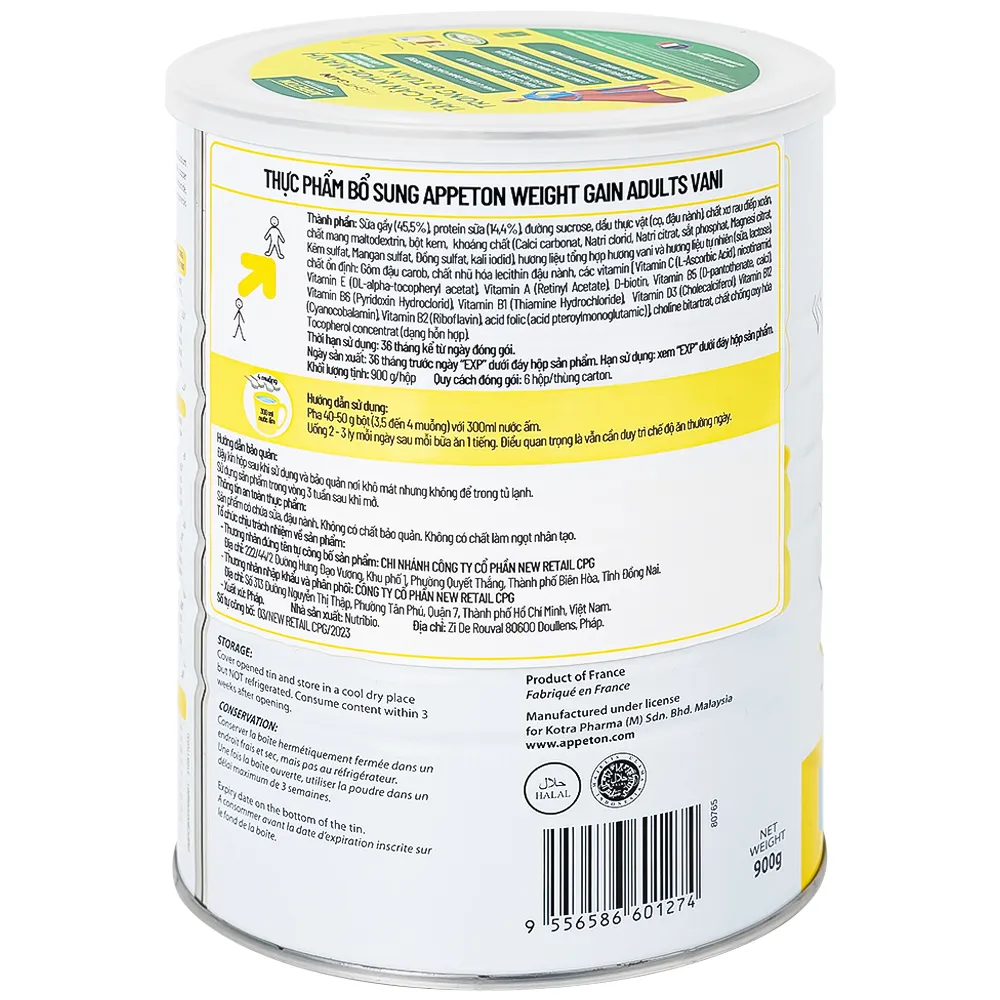 SỮA TĂNG CÂN APPETON WEIGHT GAIN TỪ 12 TUỔI HƯƠNG VANI 900G 7