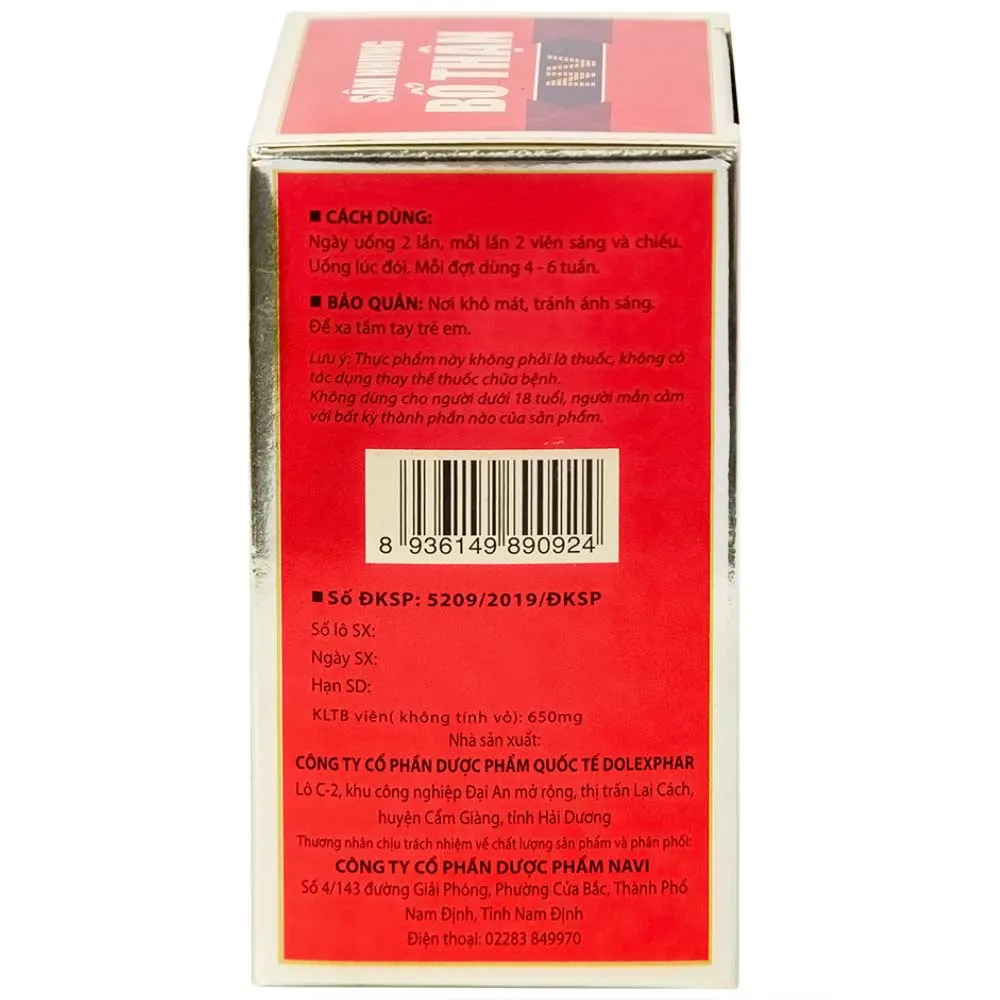 SÂM NHUNG BỔ THẬN NV DOLEXPHAR 30V 10