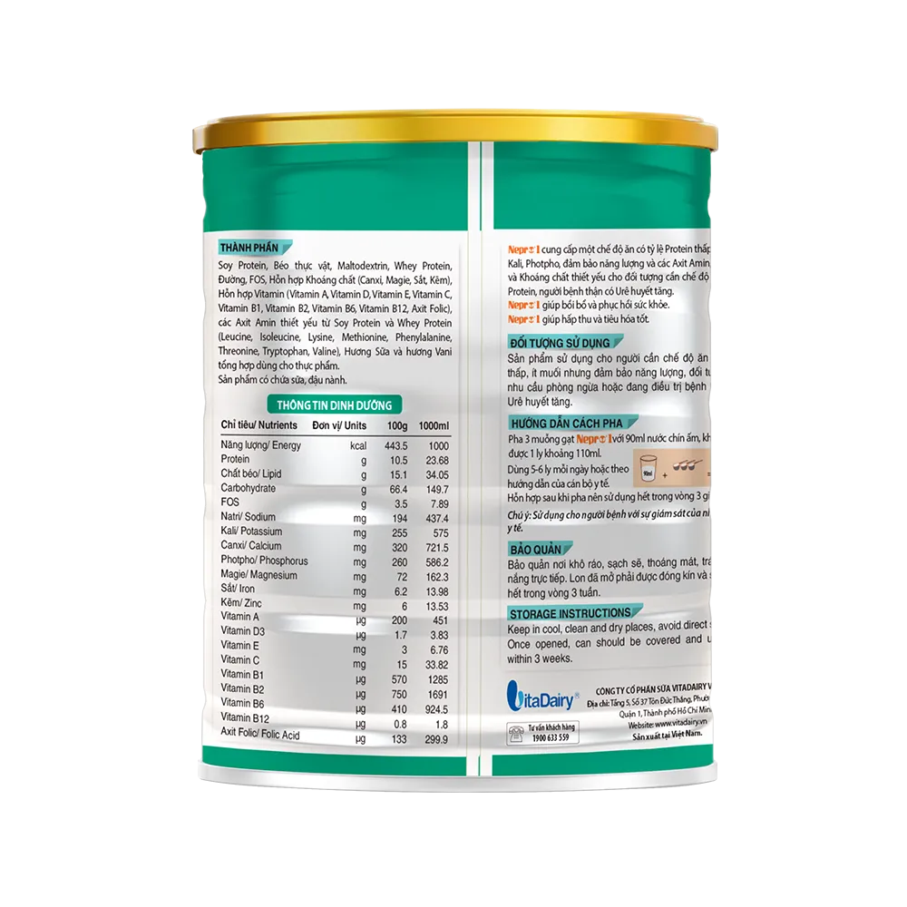 Sản phẩm dinh dưỡng giảm protein Nepro 1 (hộp 900 gram ) 3