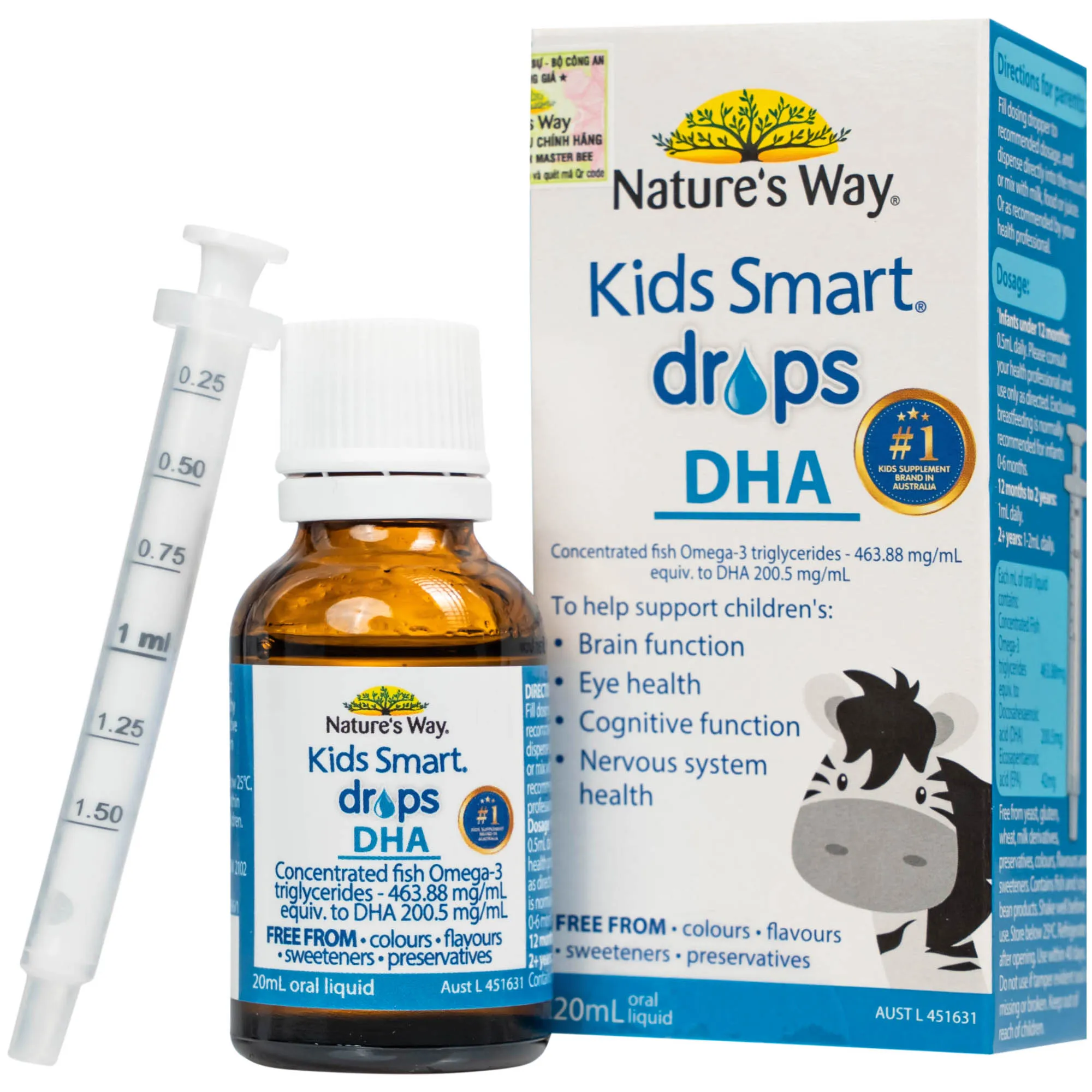 SIRO BỔ NÃO KIDS SMART DROPS DHA NATURE'S WAY 20ML