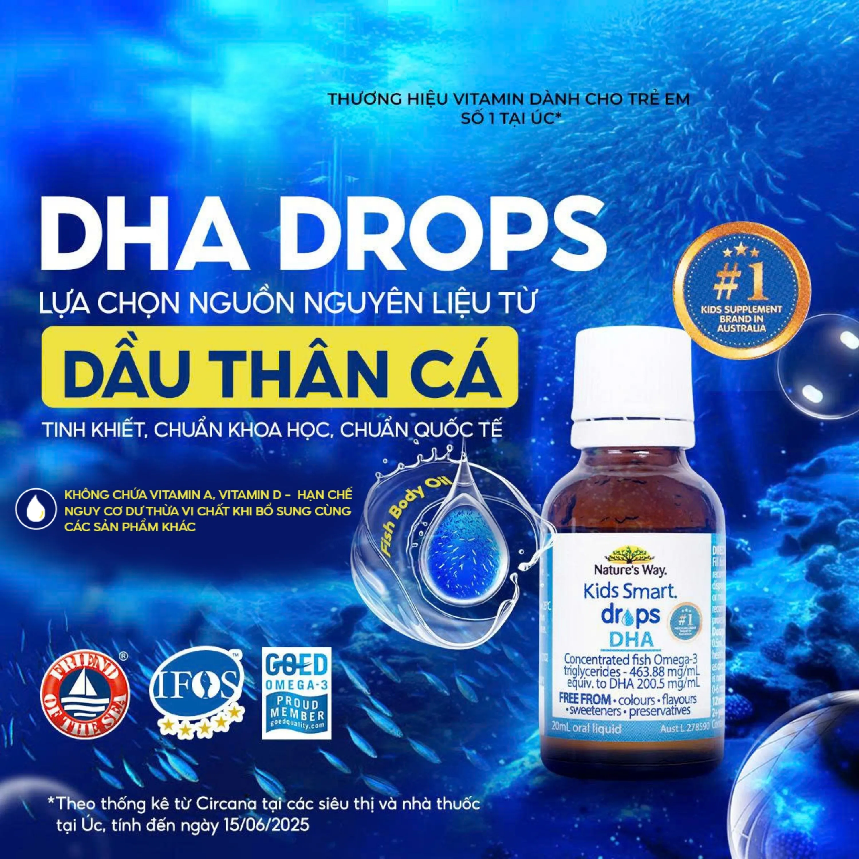 SIRO BỔ NÃO KIDS SMART DROPS DHA NATURE'S WAY 20ML 3