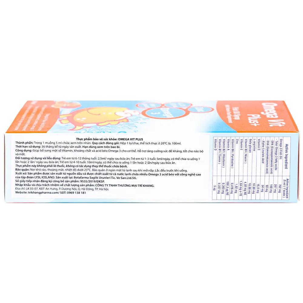 SIRO BỔ NÃO OMEGA VIT PLUS+ BOTAFARMA 100ML 10