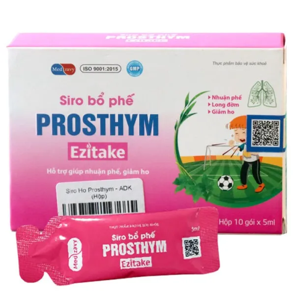 Siro bổ phế Prosthym Ezitake hỗ trợ giúp nhuận phế, giảm ho (Hộp 10 gói x 5ml)