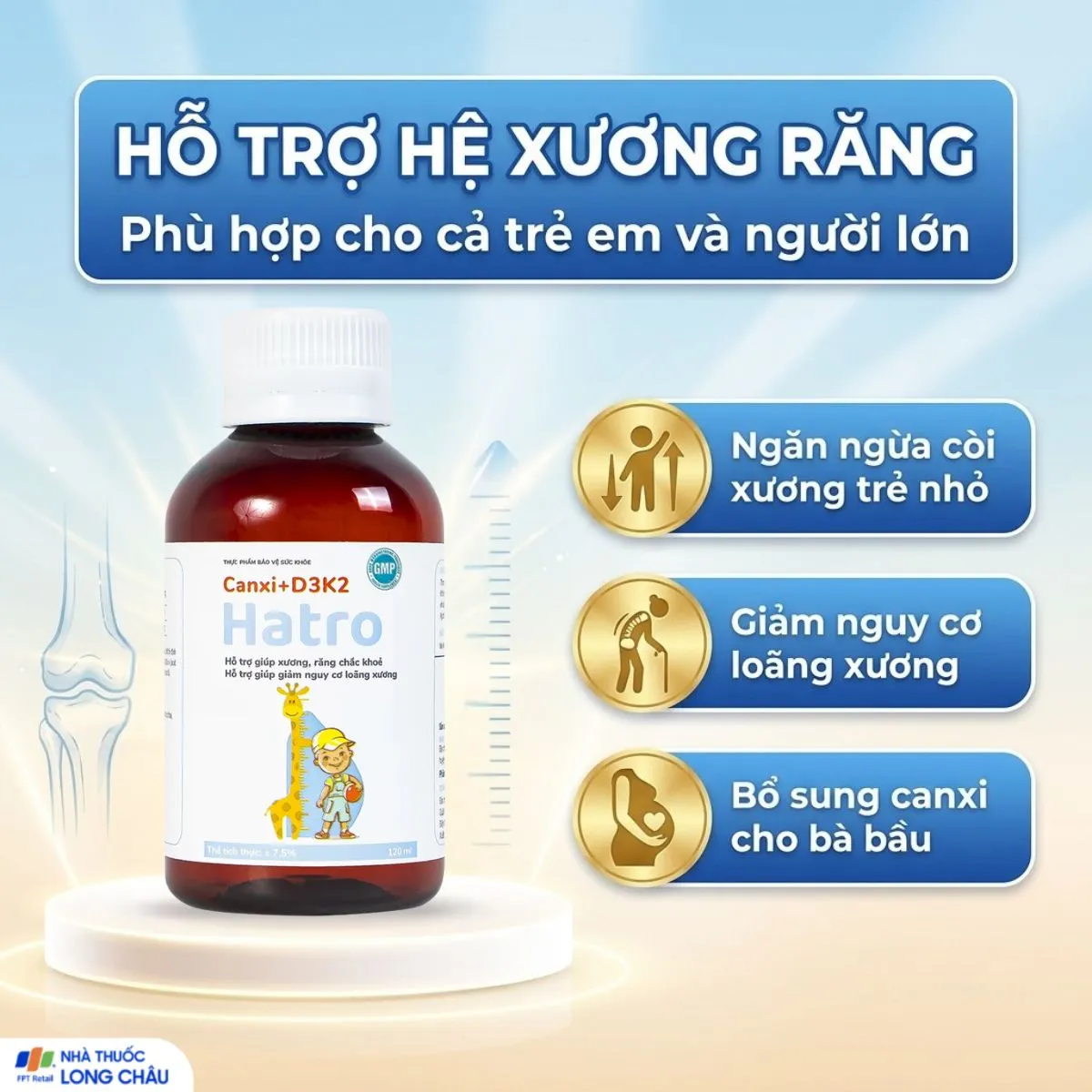SIRO BỔ SUNG CANXI GIÚP XƯƠNG, RĂNG CHẮC KHỎE CANXI + D3K2 HATRO 120ML 4