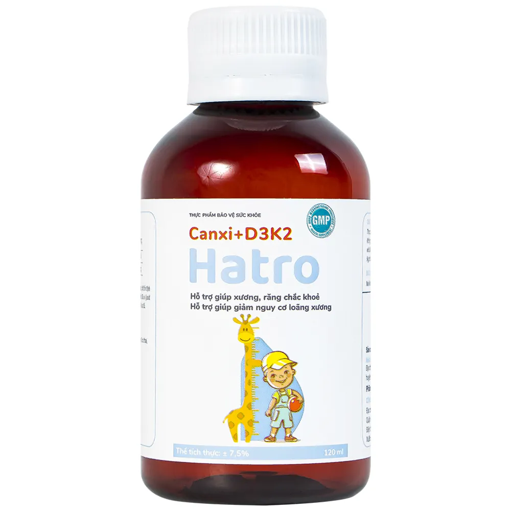 SIRO BỔ SUNG CANXI GIÚP XƯƠNG, RĂNG CHẮC KHỎE CANXI + D3K2 HATRO 120ML 6