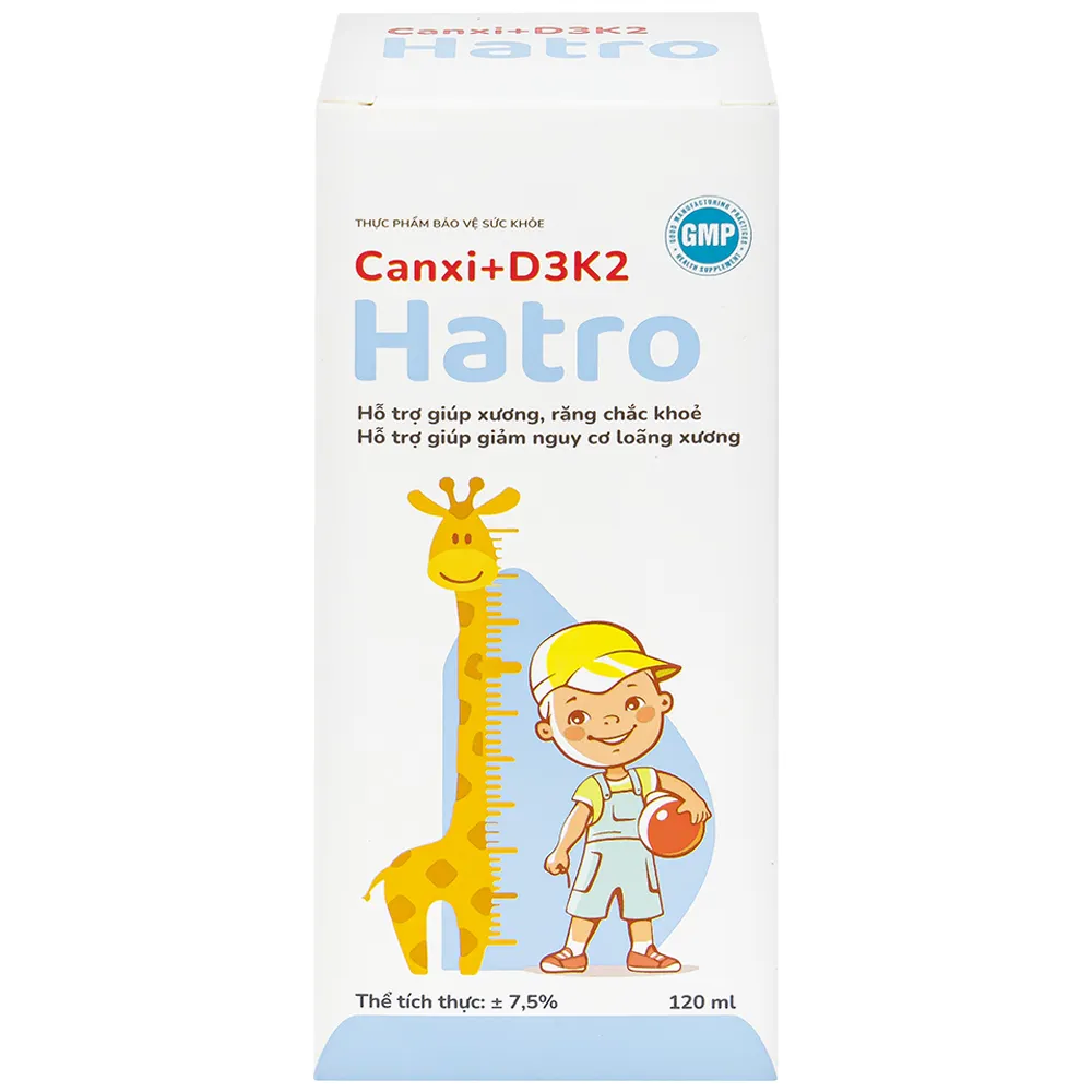 SIRO BỔ SUNG CANXI GIÚP XƯƠNG, RĂNG CHẮC KHỎE CANXI + D3K2 HATRO 120ML 8