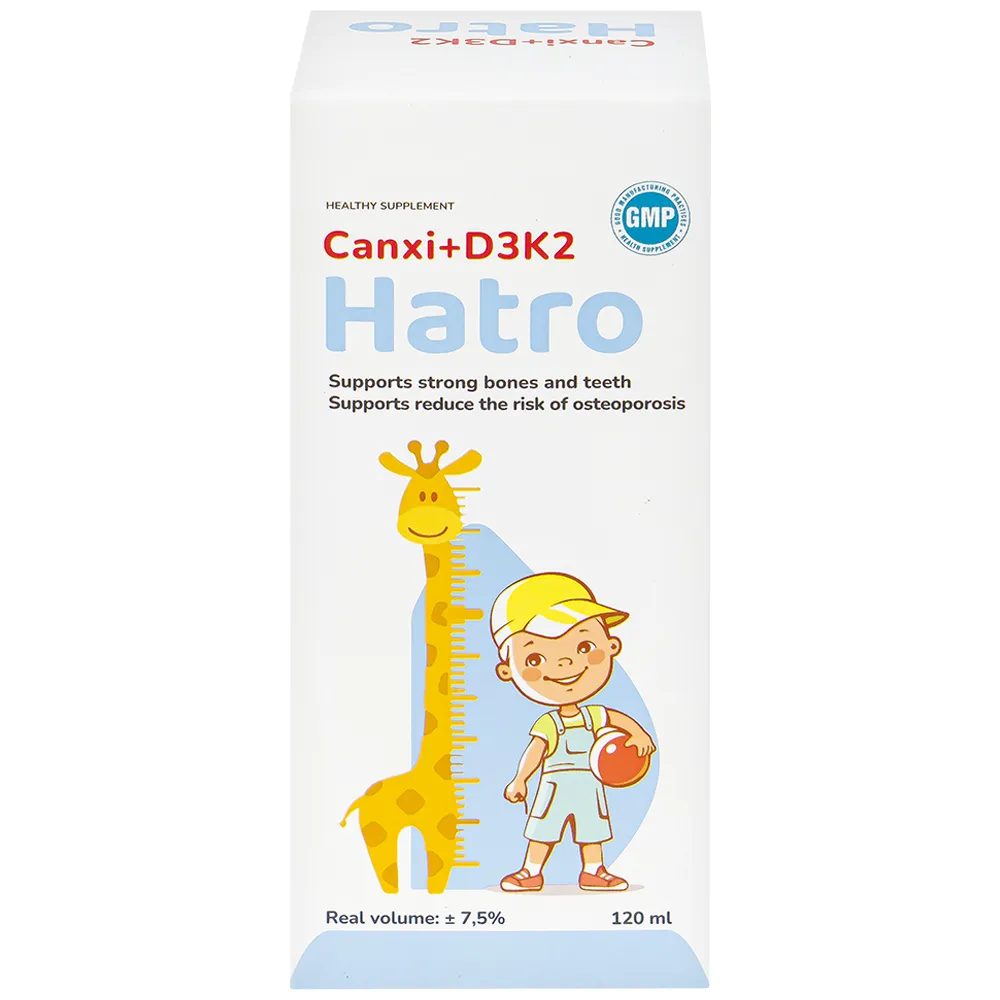 SIRO BỔ SUNG CANXI GIÚP XƯƠNG, RĂNG CHẮC KHỎE CANXI + D3K2 HATRO 120ML 9