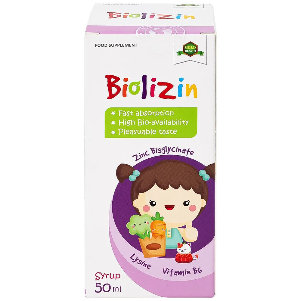 SIRO BỔ SUNG KẼM, LYSINE VÀ VITAMIN B6 CHO TRẺ BIOLIZIN 50ML 8