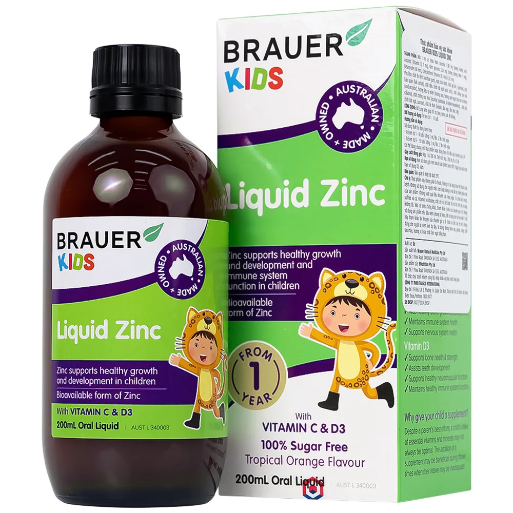 SIRO BỔ SUNG KẼM CHO TRẺ BRAUER BABY & KIDS LIQUID ZINC 200ML