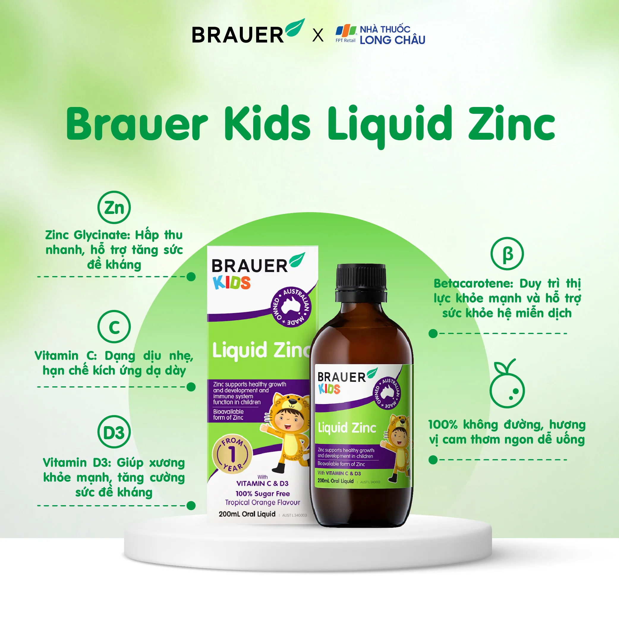 SIRO BỔ SUNG KẼM CHO TRẺ BRAUER BABY & KIDS LIQUID ZINC 200ML 3