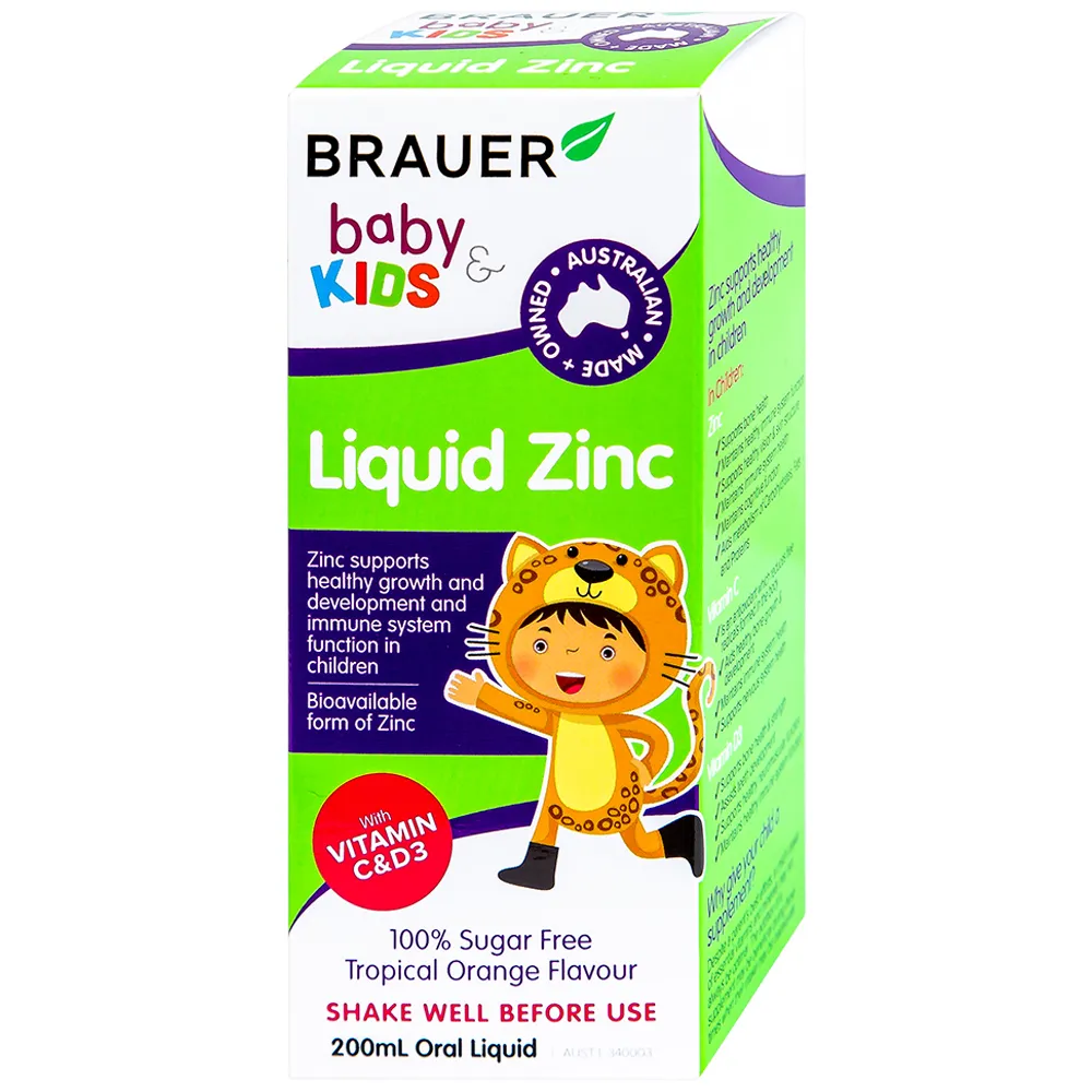 SIRO BỔ SUNG KẼM CHO TRẺ BRAUER BABY & KIDS LIQUID ZINC 200ML 20